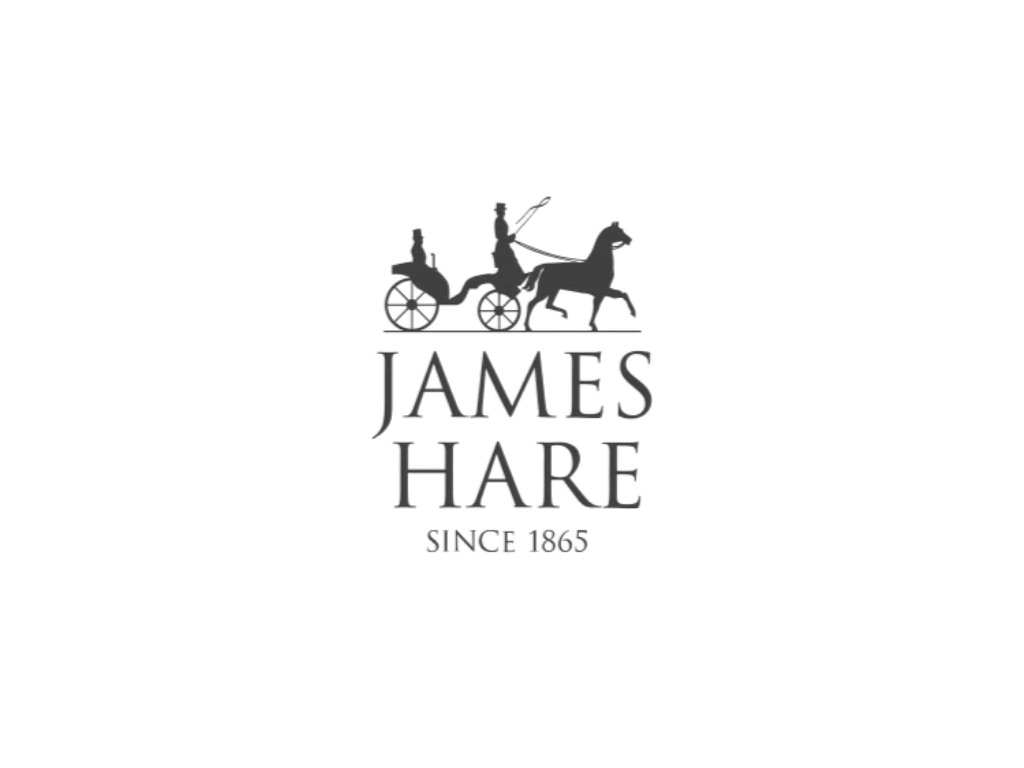 Logo for James Hare featuring a horse-drawn carriage and the text "James Hare Since 1865."