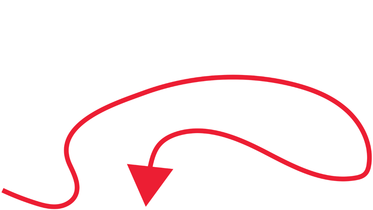 A red arrow pointing downward, illustrating a curve in a circuit or pathway.