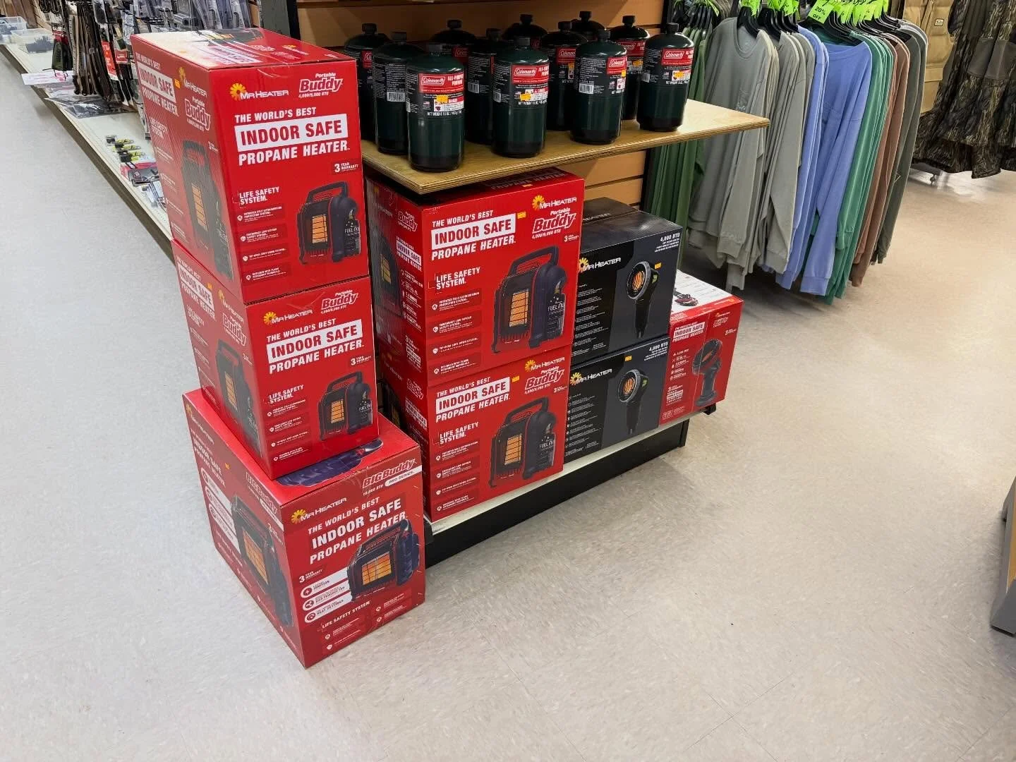 ❄️ Cold weather essentials are stocked and ready!!!! From Mr. Buddy heaters to propane and winter layers &mdash; we&rsquo;ve got what you need to stay warm all season long.🔥