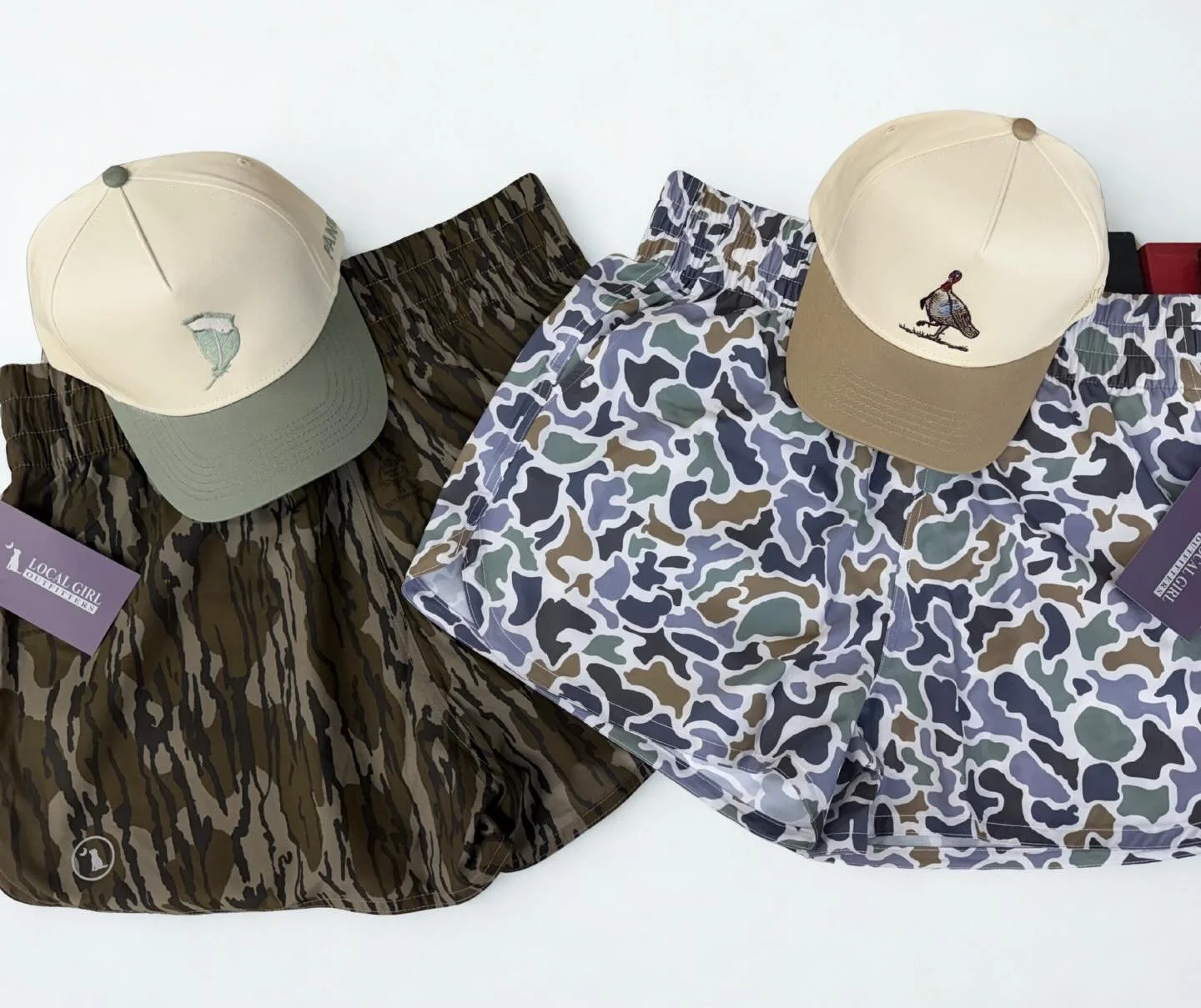 Panola hats + Local Girl camo shorts 🔥🦃 Some things just go better together. @panolabrand @localboyoutfitters 😎