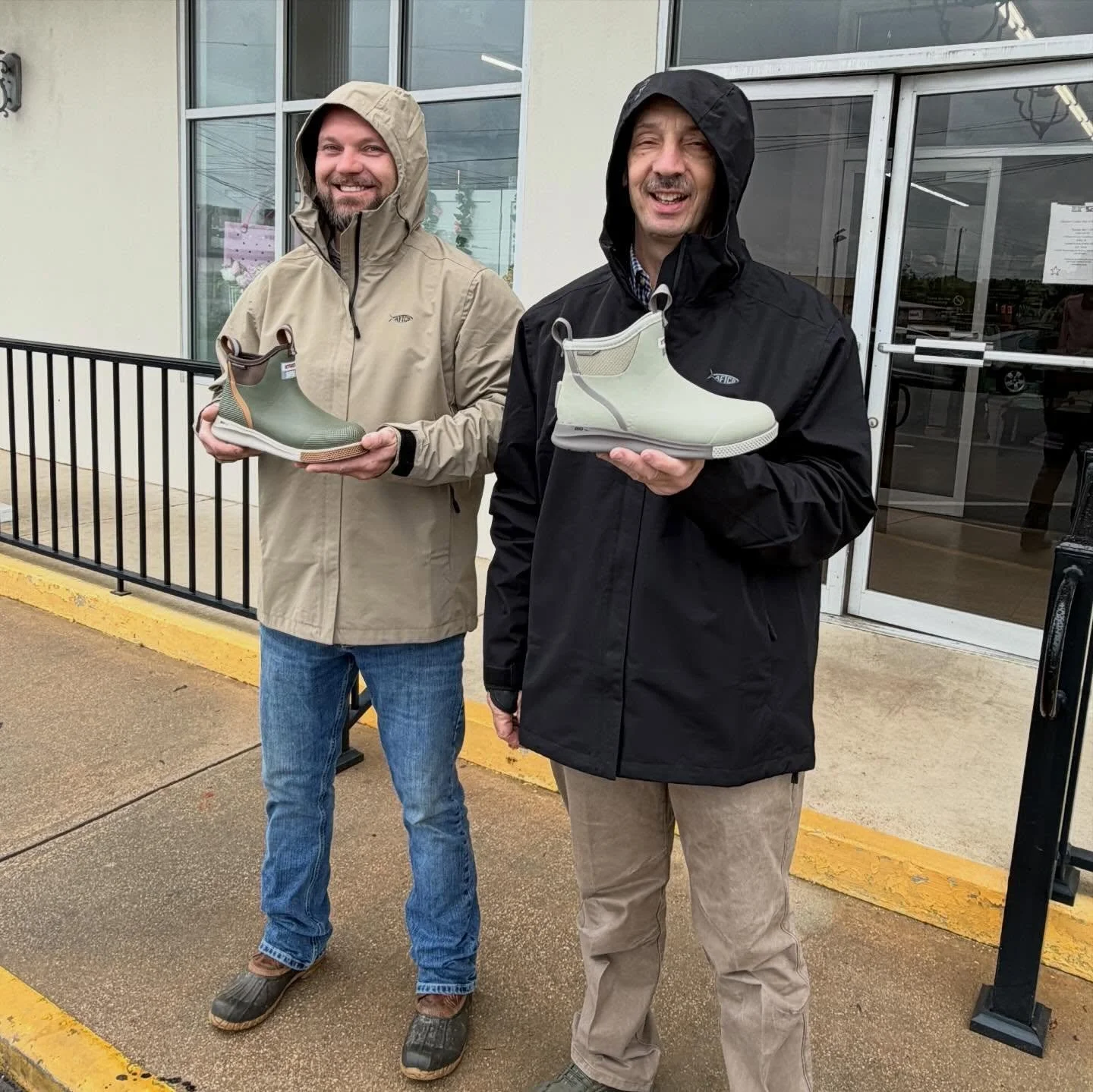 Give the rain the boot! ☔️🥾

Rainy weekend essentials are here at Village!

Men&rsquo;s AFTCO rain jackets available in tan &amp; black &mdash; $99
XTRATUF Sport Edition boots &mdash; $129.99

Stay dry and shop with us today! 🌧️
