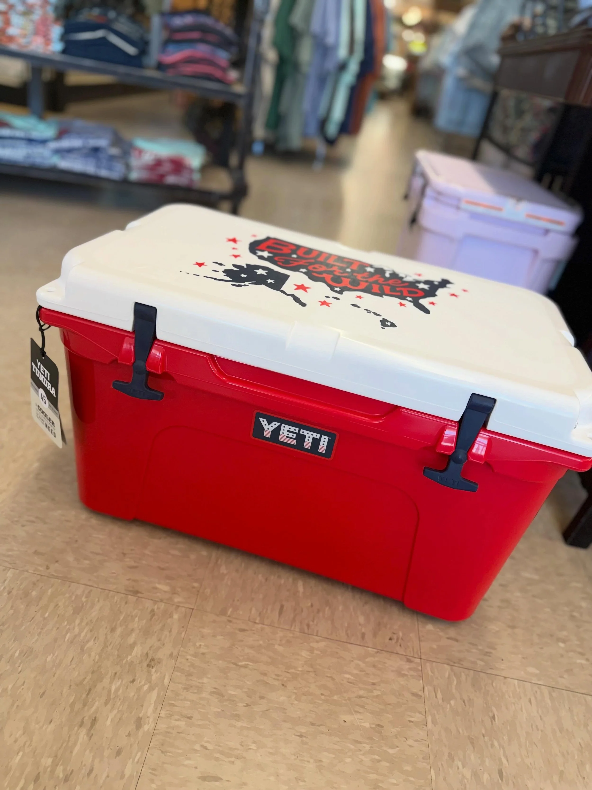 Stars, stripes &amp; YETI vibes 🇺🇸❤️💙
From coolers to tumblers to everyone&rsquo;s favorite Hopper soft coolers&hellip; we are stocked up with all the summer essentials! ☀️🧊🐟

And how fun is this custom &ldquo;Built for the Wild&rdquo; cooler?! 