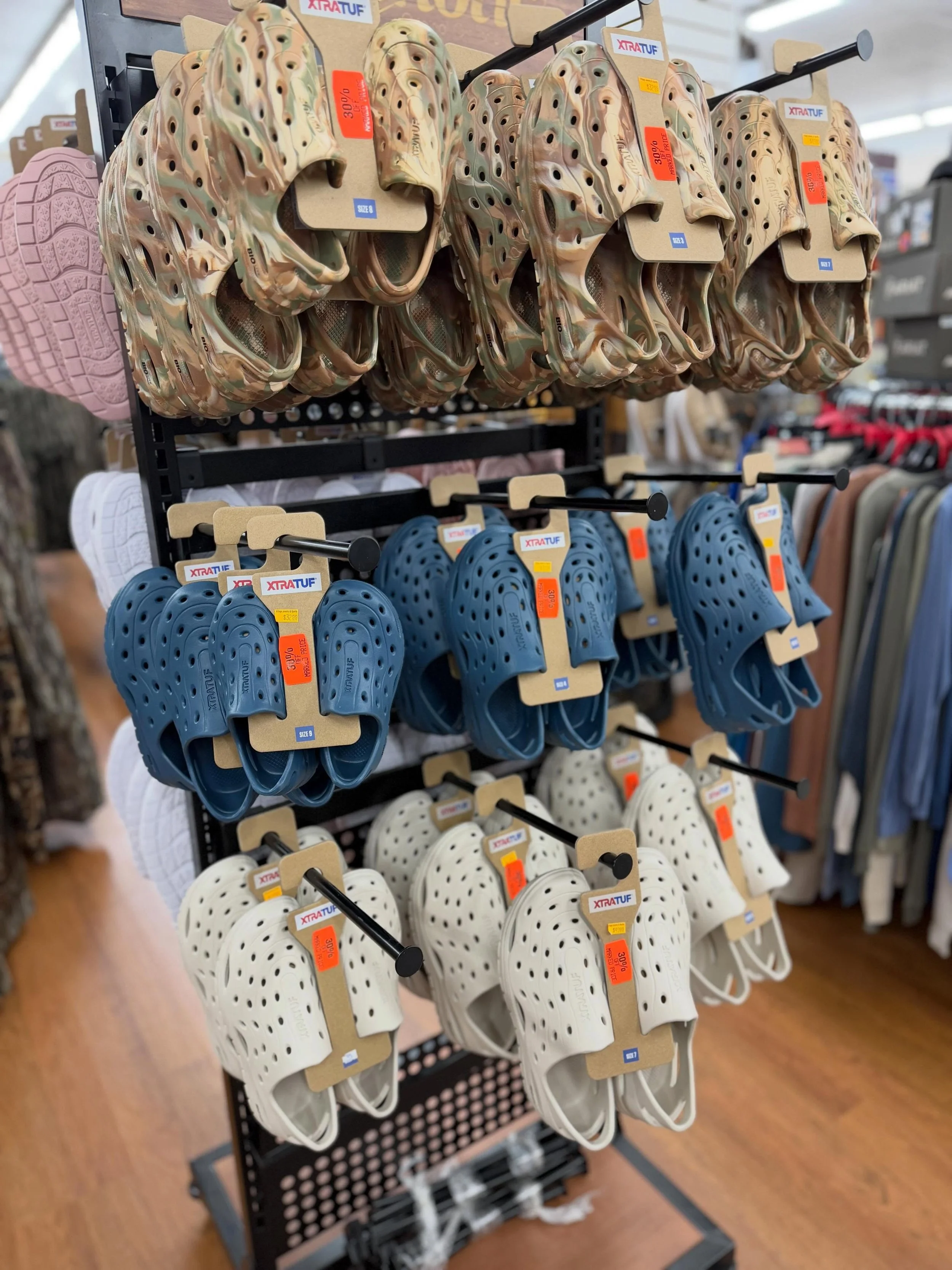 🇺🇸SALE PRICE 🇺🇸
Youth &mdash; $23+ tax
Adult &mdash; $35+ tax

From ballgames to beach trips, these XTRATUF slides are the perfect grab-and-go shoe! Available in fun colors + camo styles!!!! 

Come shop the sale at Village before your size is gon