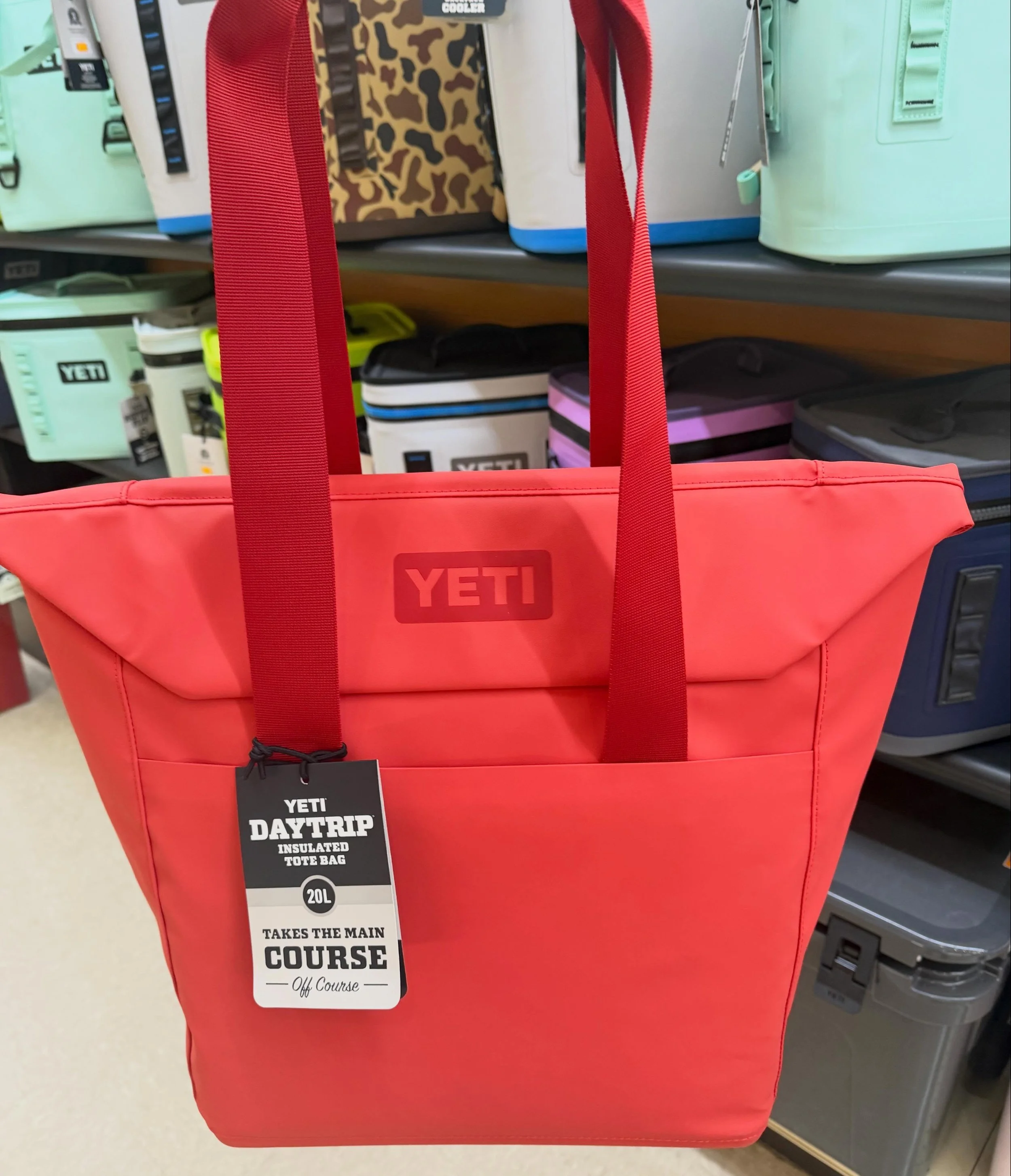 ❤️🔥 This color is&nbsp;a&nbsp;showstopper! 🔥❤️

The YETI Daytrip insulated tote bag is here and ready for beach days, ballgames, road trips, and everything in between! Durable, easy to clean, and made to keep up with your busy lifestyle.

Stop by V