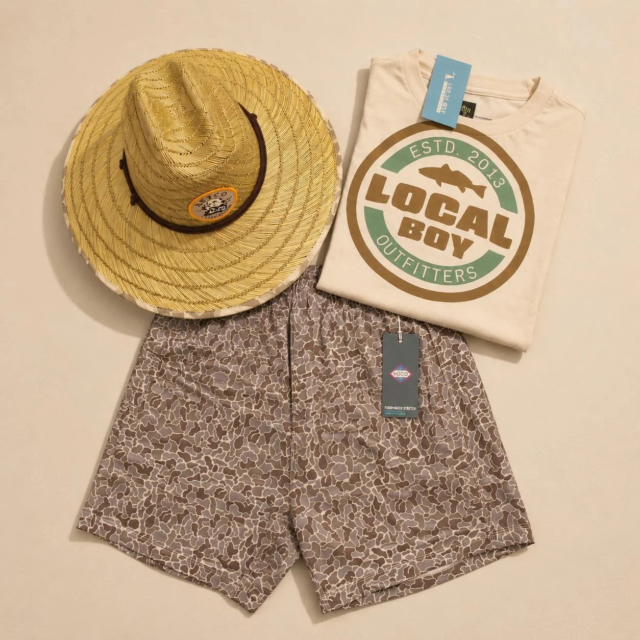 For the guy who&rsquo;s happiest with a fishing rod in hand! 🎣

🐟 Local Boy Tee
🐠SSCO Shorts
🐡AFTCO Straw Hat

The perfect combo for summer adventures!
#shoplocal #summervibes☀️