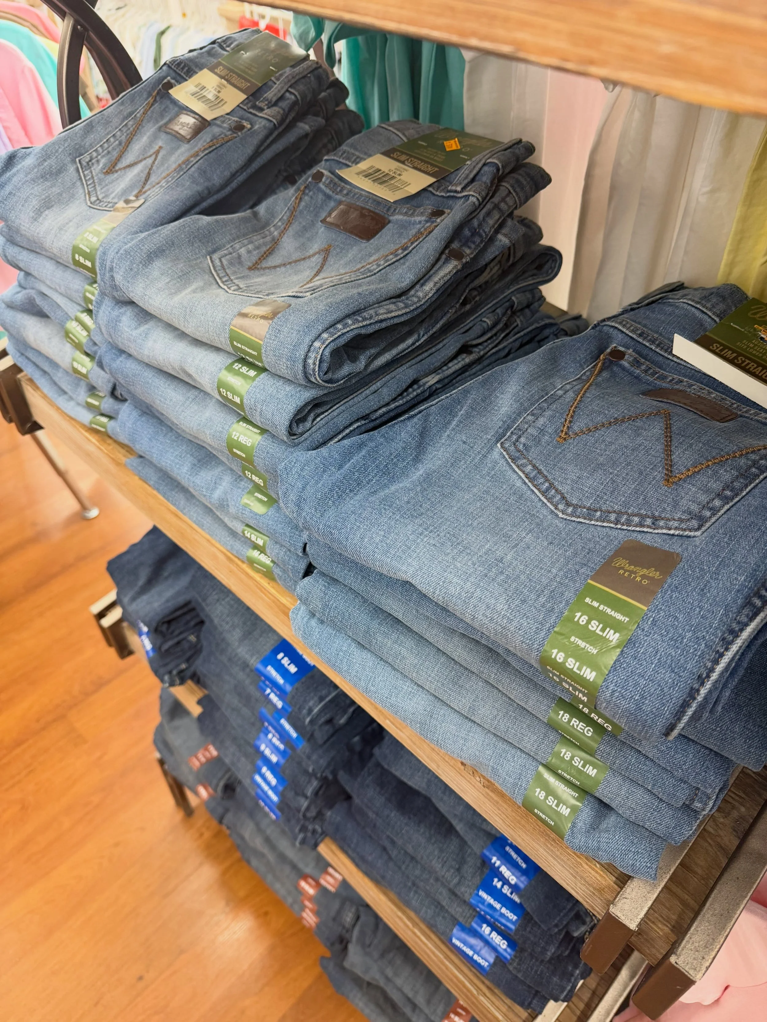 Wrangler jeans for the whole crew! 🤠👖 Youth and adult sizes are stocked and ready for rodeo night.

Come see us before you  head out for the final night of the Boots For Glory Veteran&rsquo;s Rodeo. We can&rsquo;t wait to see y&rsquo;all!🇺🇸🌟🤠