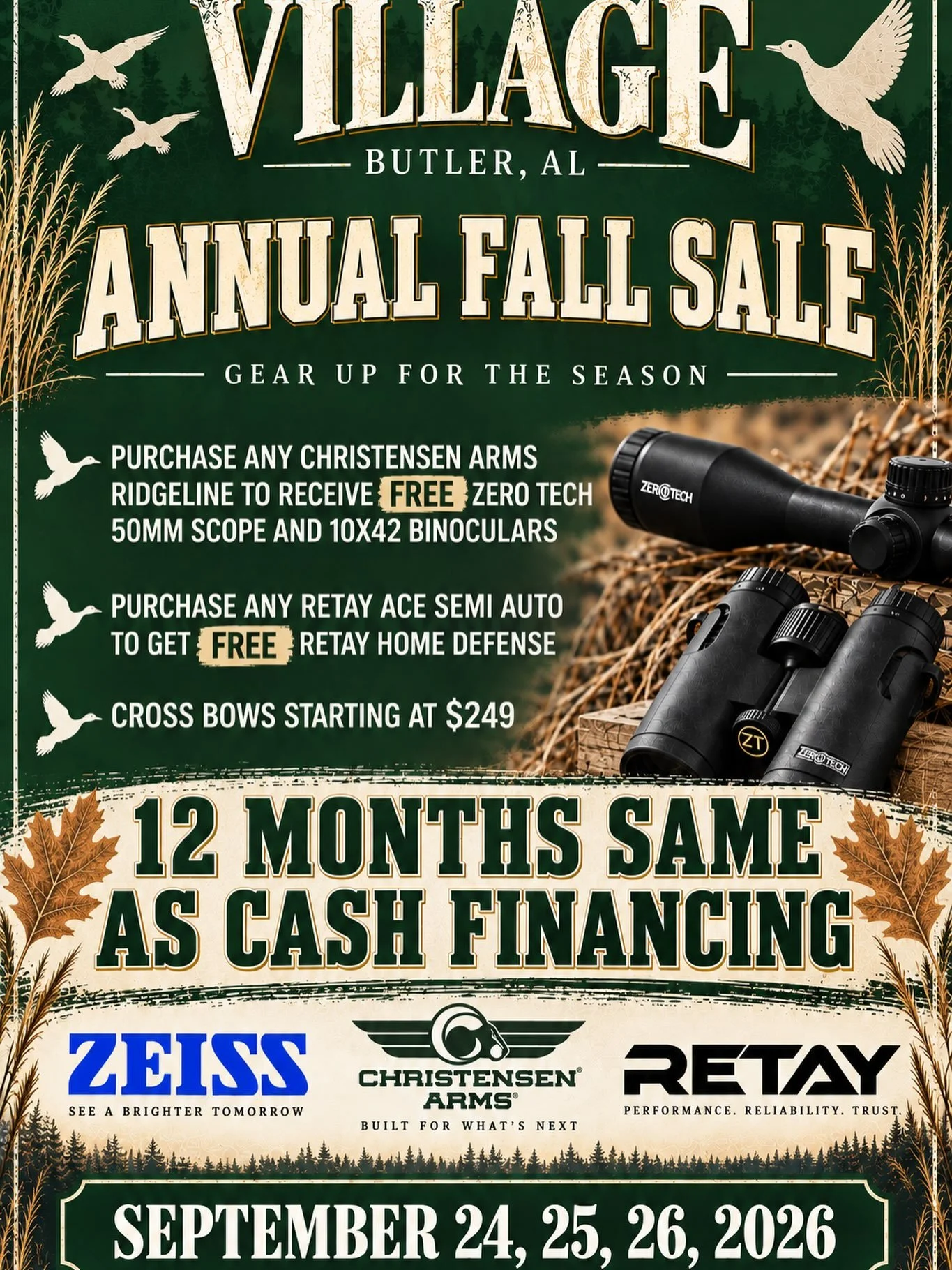 🍂 VILLAGE ANNUAL FALL SALE IS THIS WEEK! 🍂

September 24, 25 &amp; 26 &mdash; THREE DAYS of wall-to-wall savings! 🦌💎

For 41 years, our community &amp; surrounding areas  have supported Village, and we&rsquo;re so excited to celebrate another fal