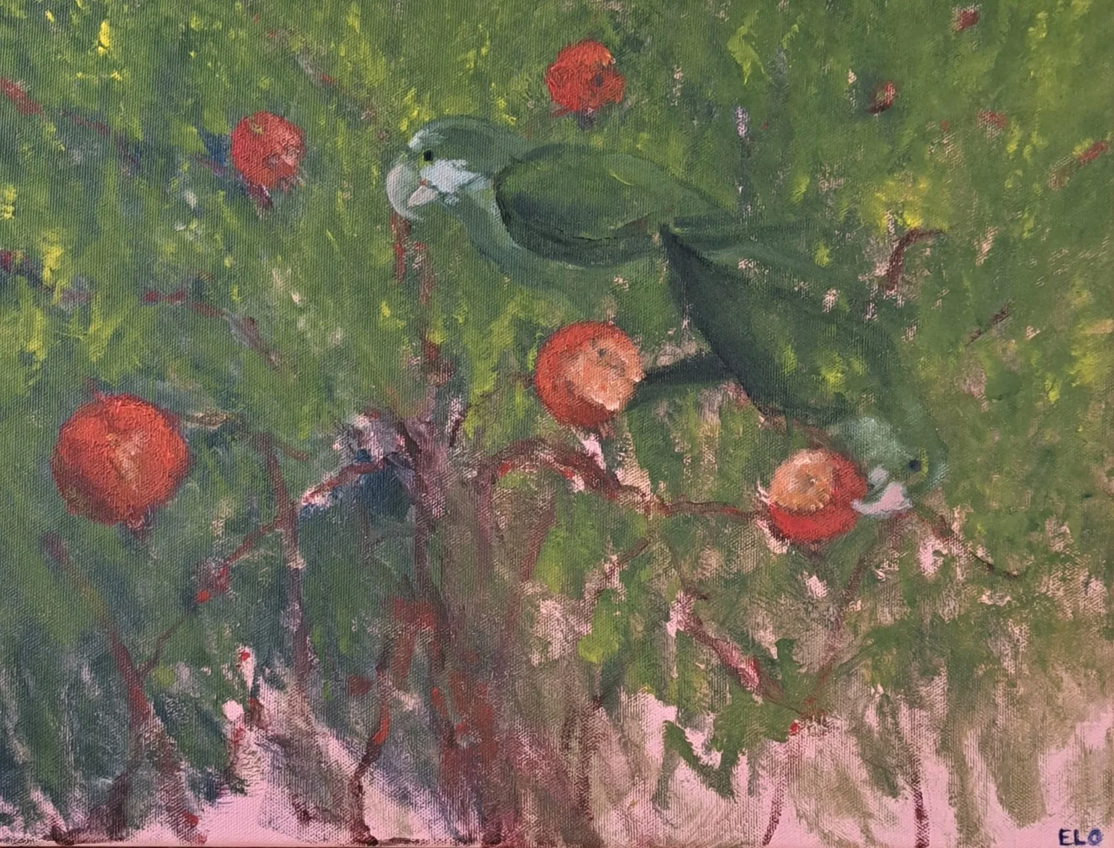 Äppeltjuvarna (Ladrones de manzanas), 2021, acrylics, 40x30 cm, 400€