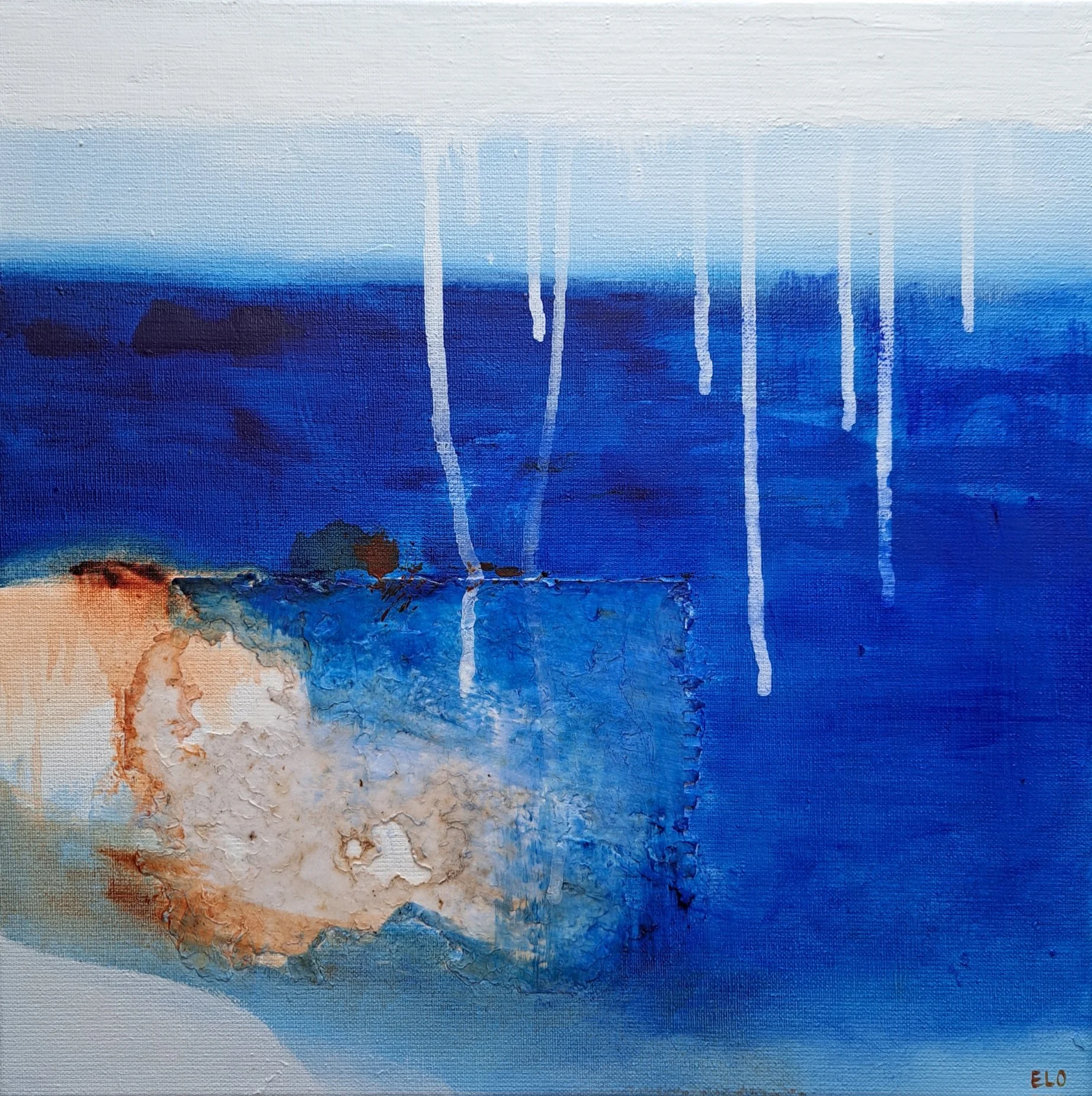 Rêve bleu, 2024, acrylics collage, 40x40 cm, 500€