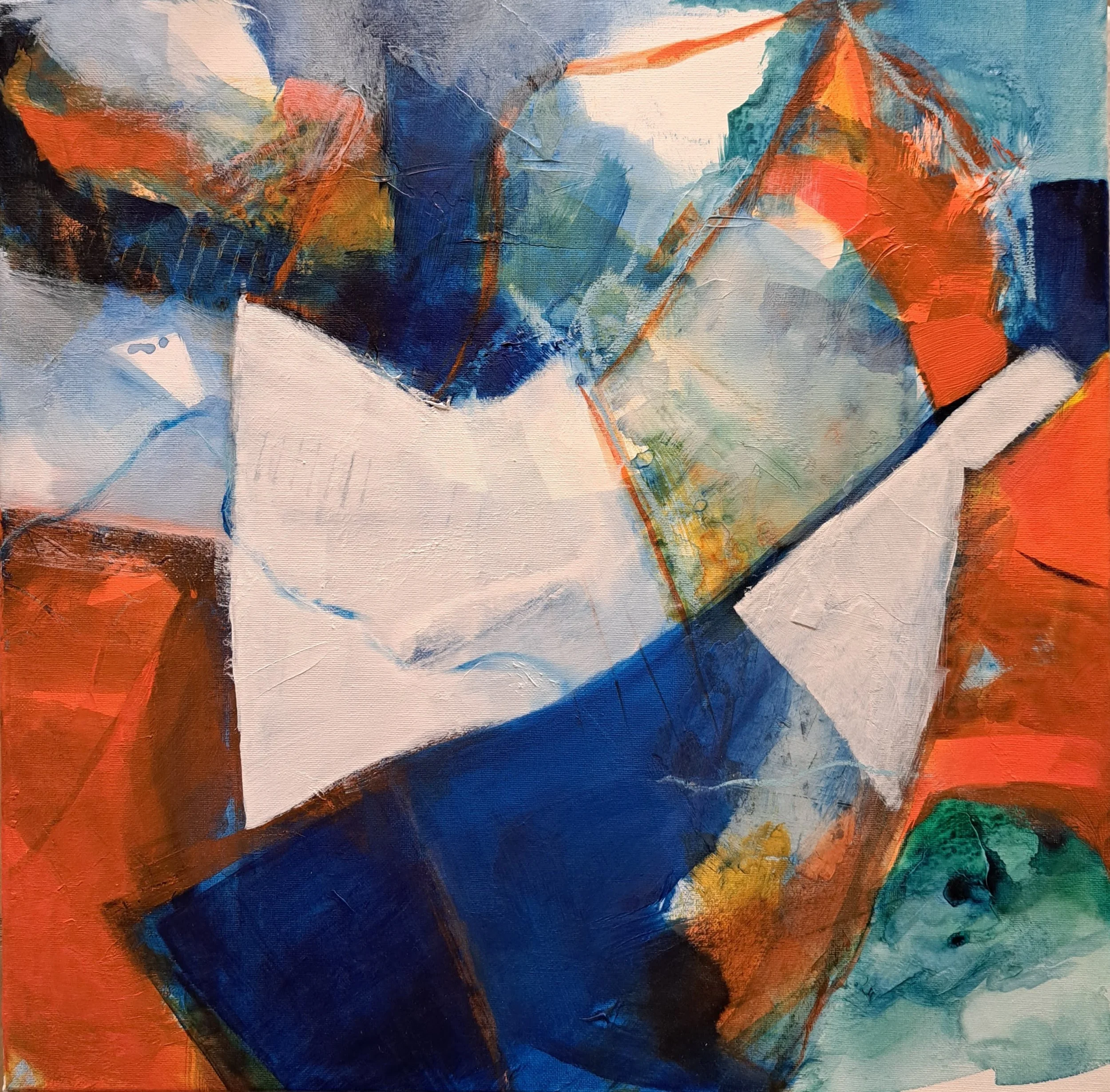 Pescadores IV, 2023, acrylics and collage, 40x40 cm, 500€