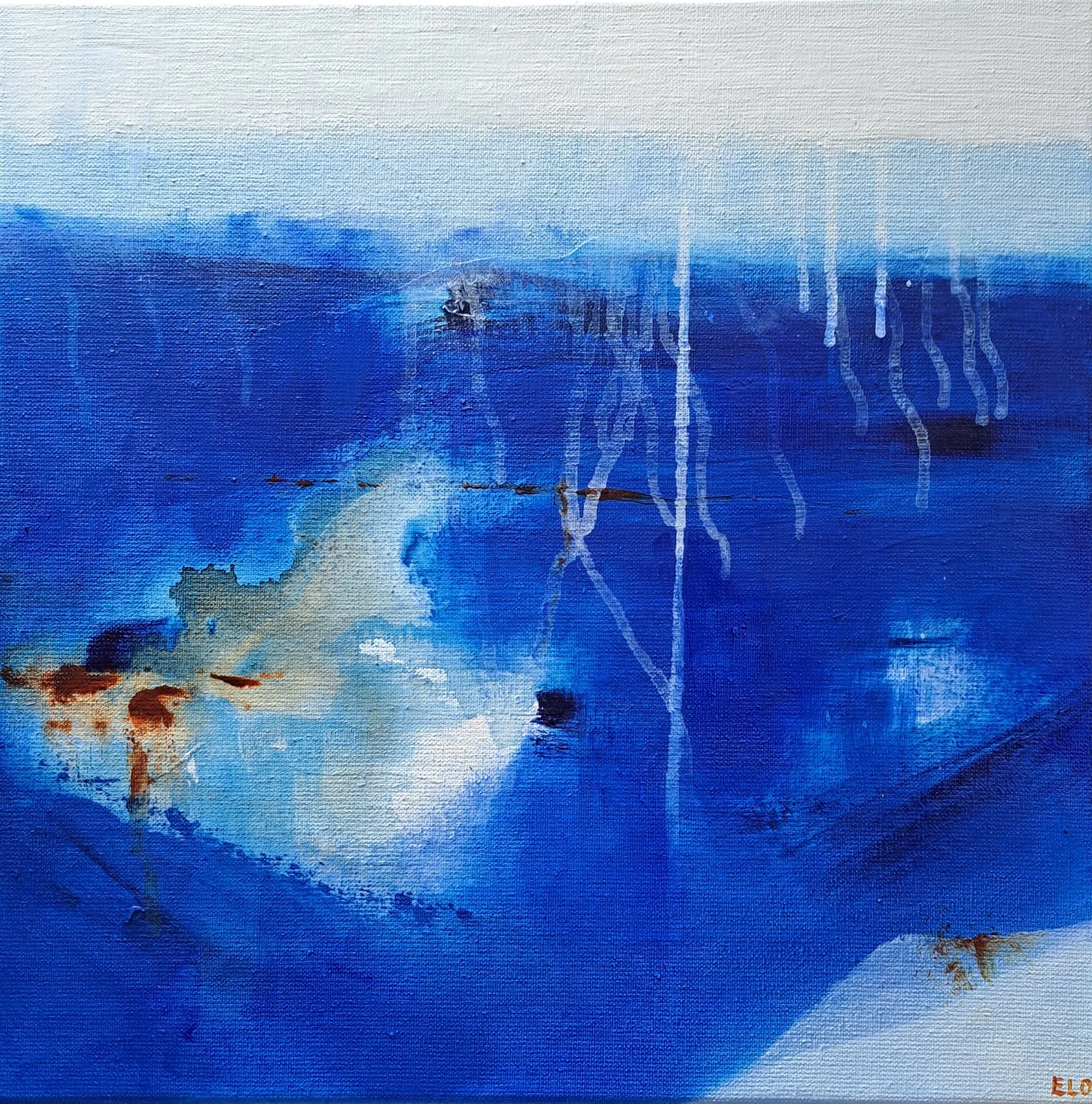 More blue please!, 2024, acrylics collage, 40x40 cm, 500€
