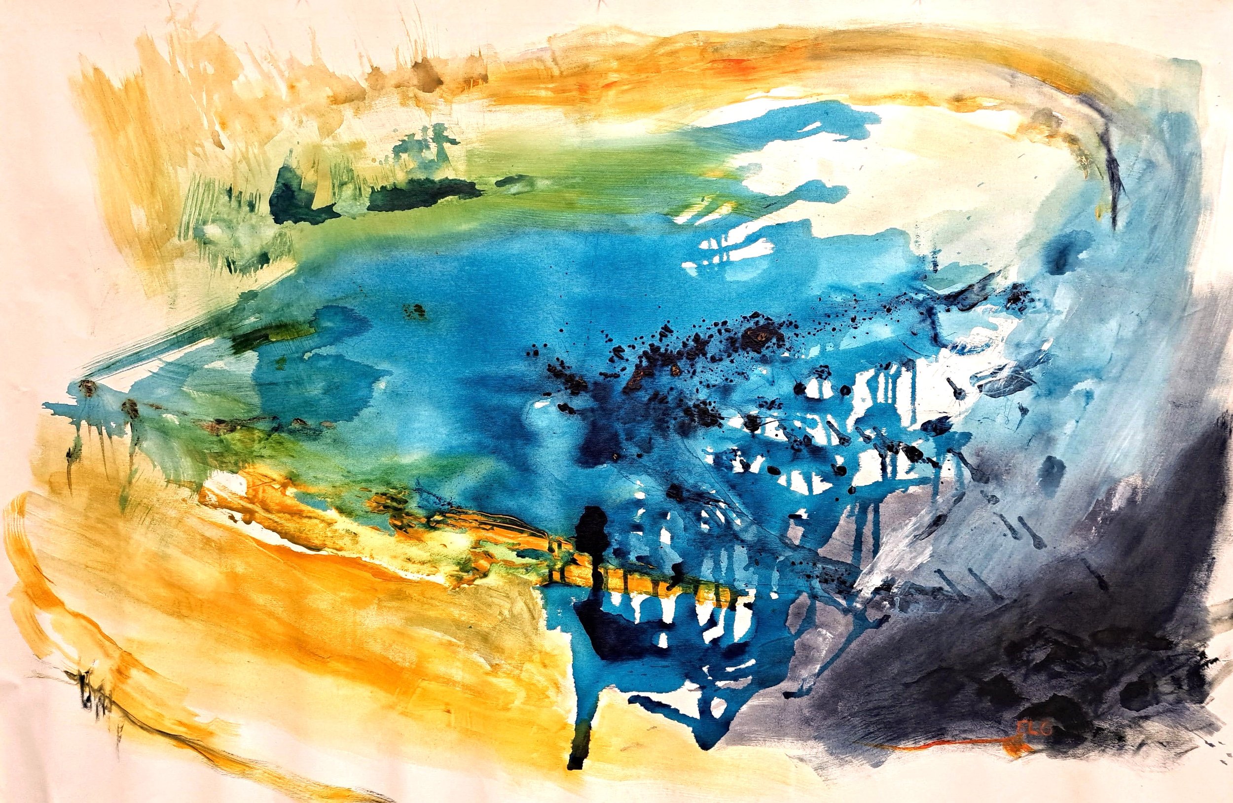 Le Lac intérieur, 2024, acrylics on unstretched canvas, 110x160 cm, 1250€