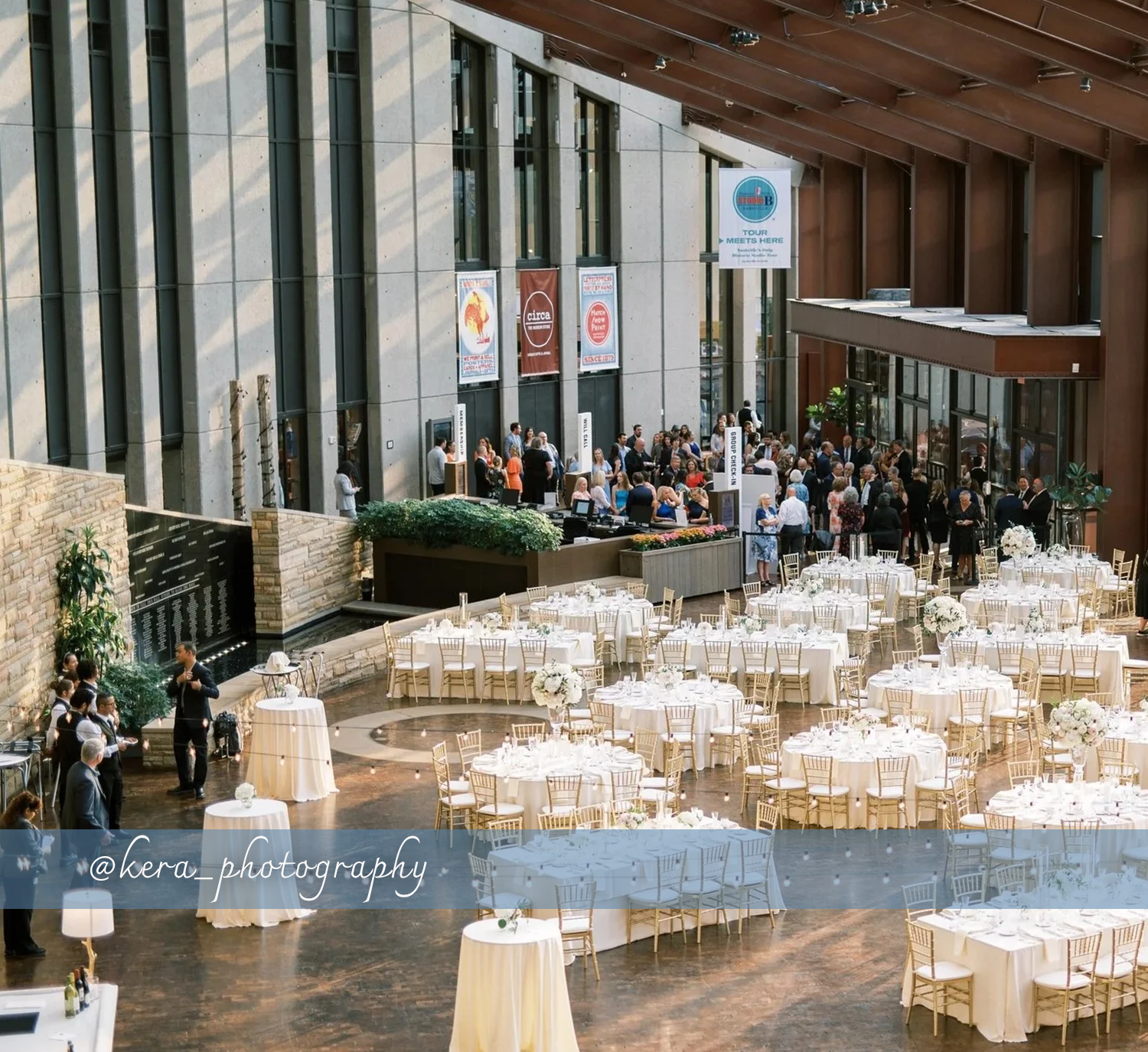 Beautiful overhead shot of a wedding at the Country Music Hall of Fame