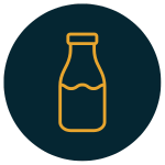 Line drawing of a bottle with a milk-like content