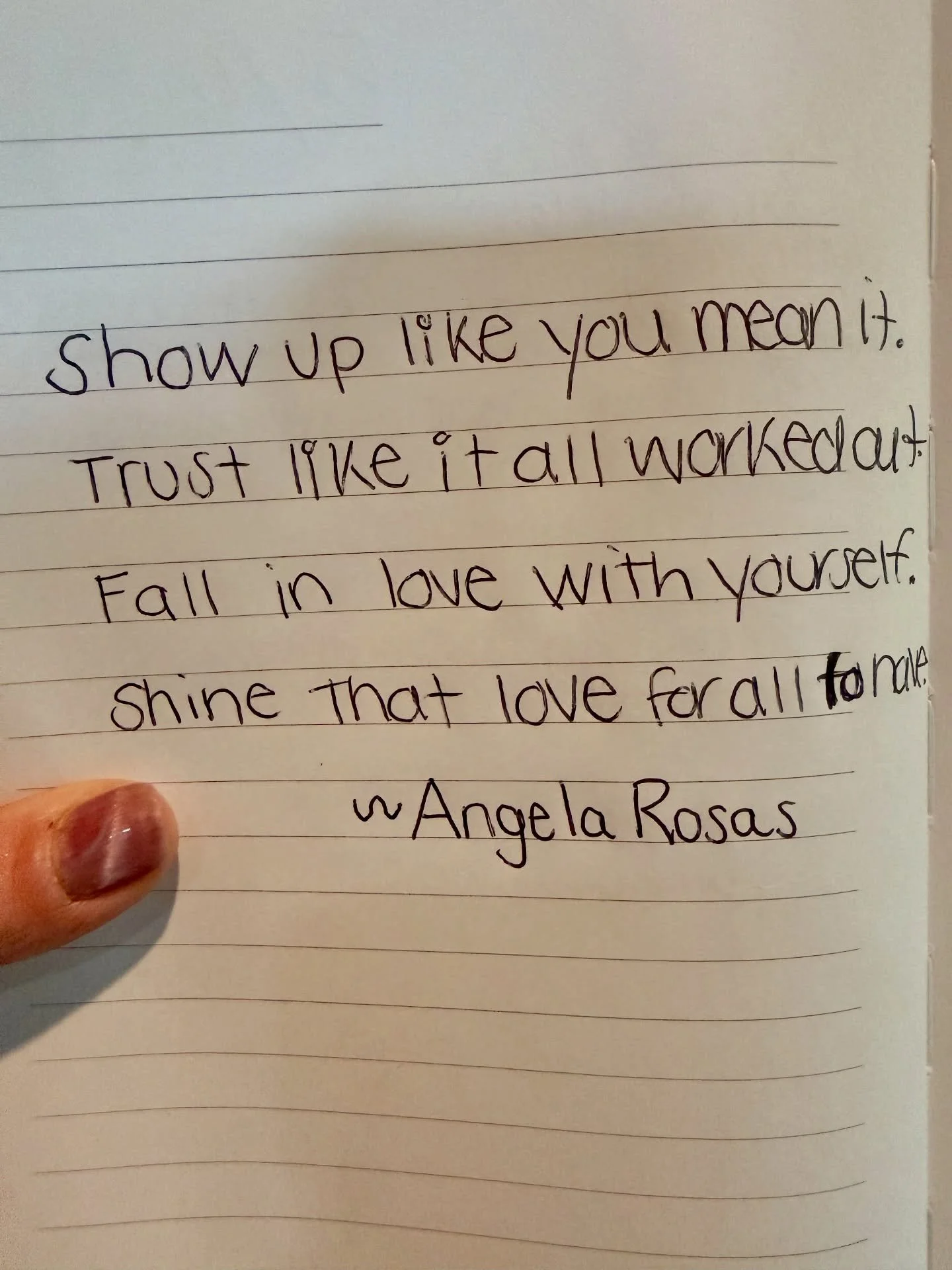 Today let us show up like it is our last breath we take. Jump into puddles, write with your heart, make the magic, be with yourself, cry those ugly tears, lift something heavy and know that you are held in so much love.

I hope you shine bright today