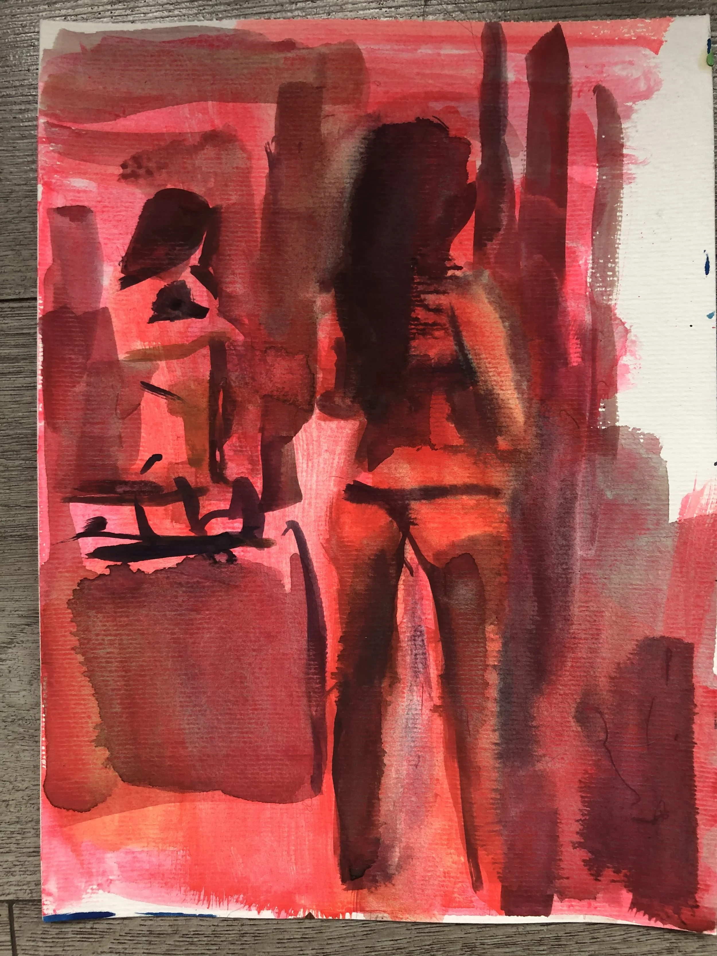 red light district girl -  21 x 30 - watercolor on  paper