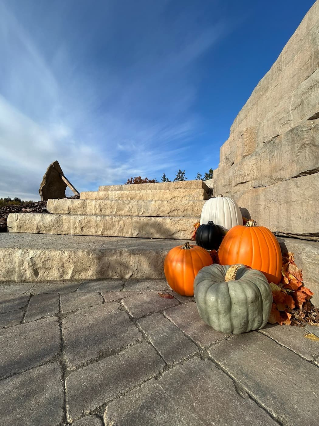 Beige steps with a natural stone pattern
