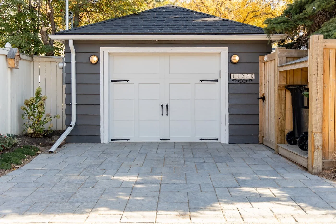 Textured paving stone driveway at an infill property in Edmonton 