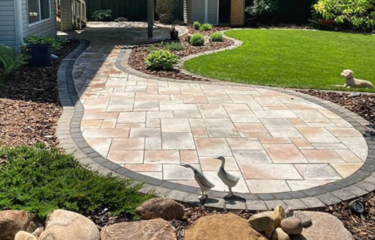 Finished paving stone patio