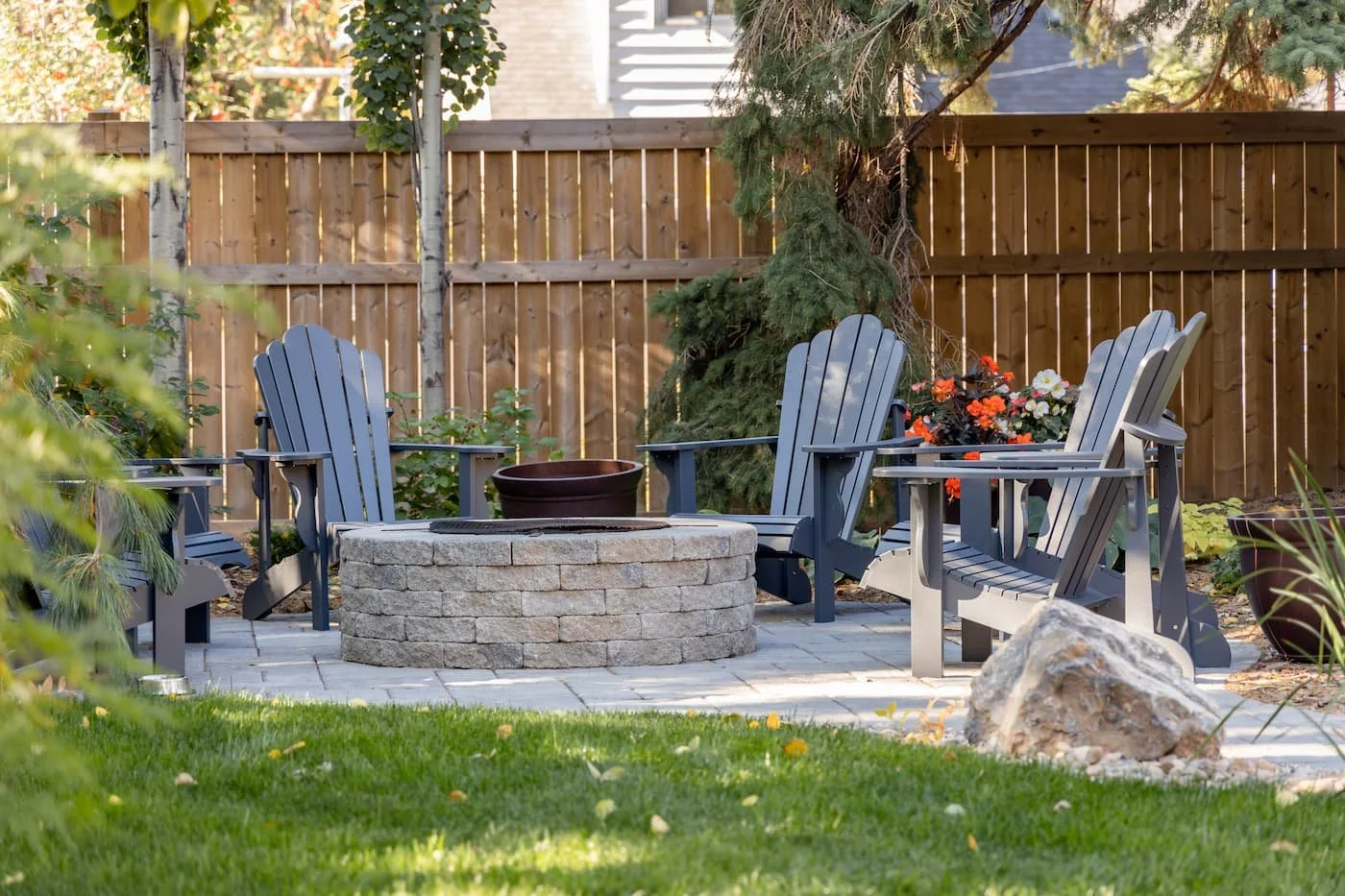 Round wood burning fire pit perfect for summer nights