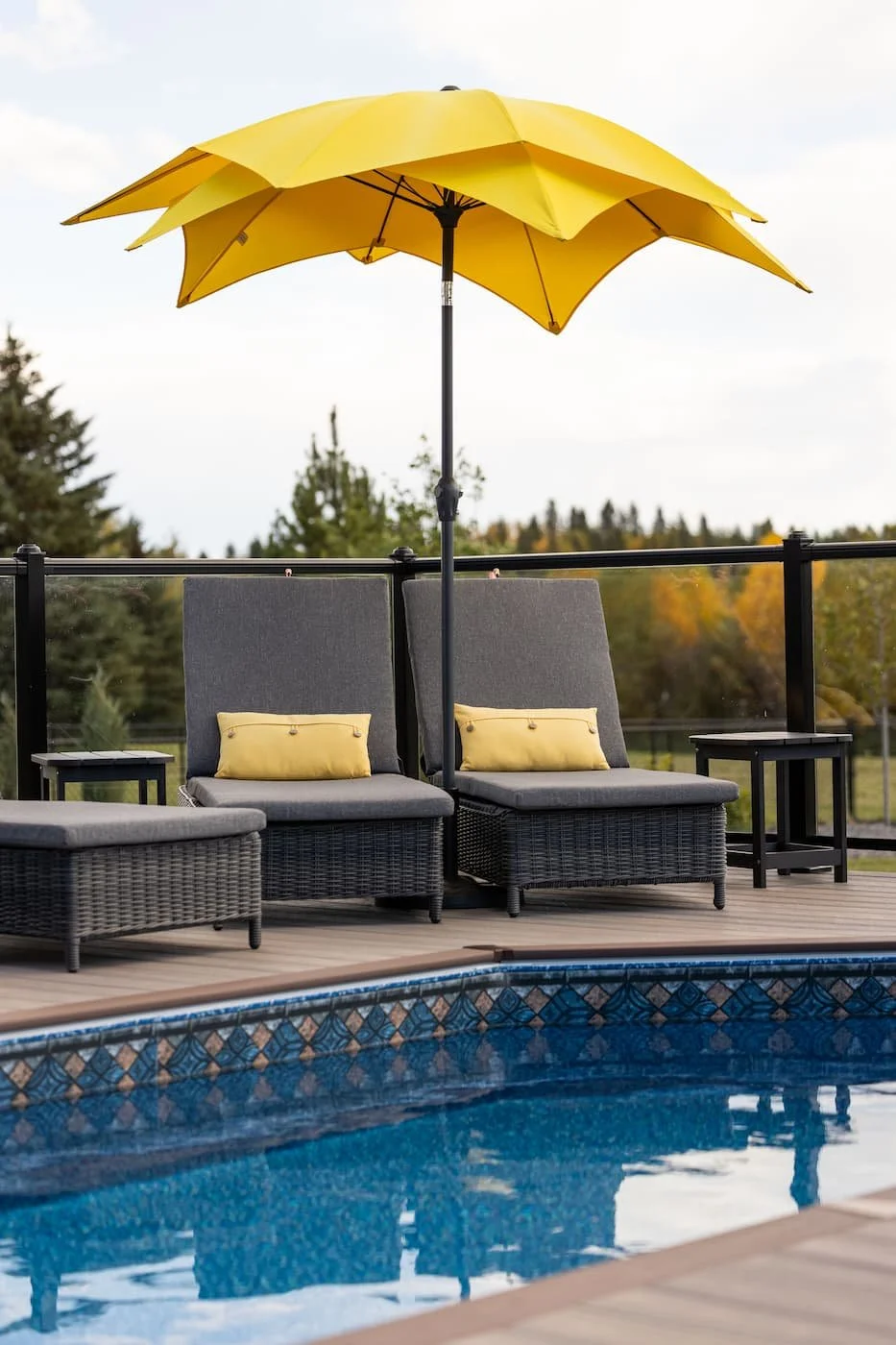 Lounging pool side in your backyard! 