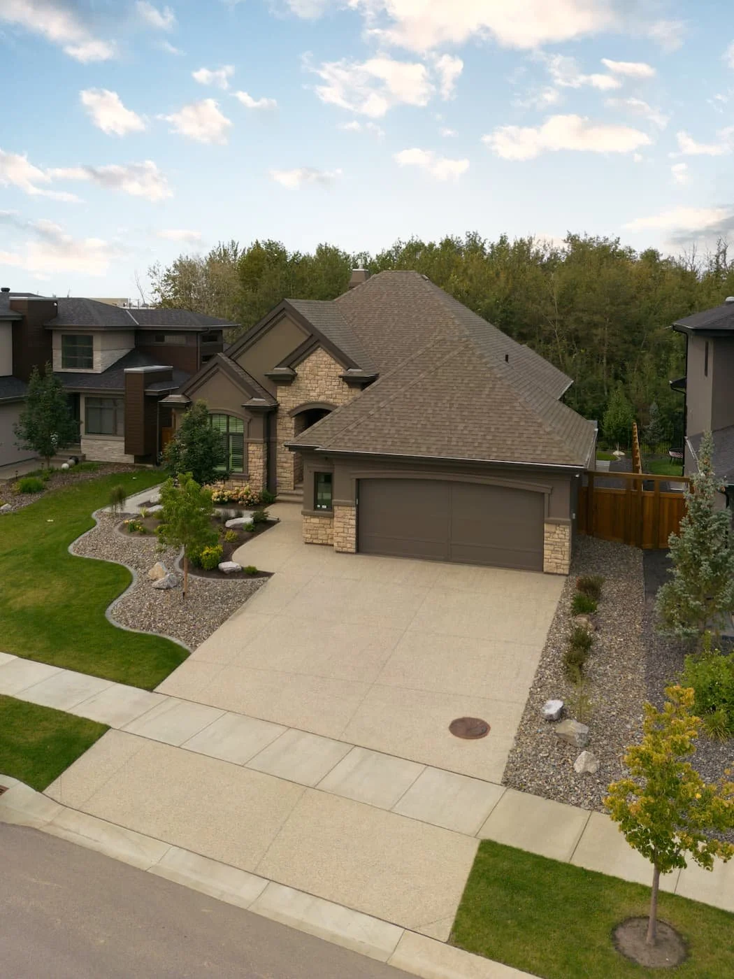 Custom landscaped and designed front yard