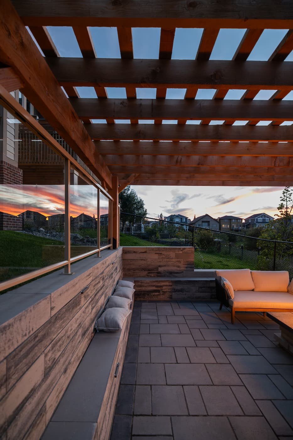 Custom bench using architextures retaining wall blocks in sterling grey