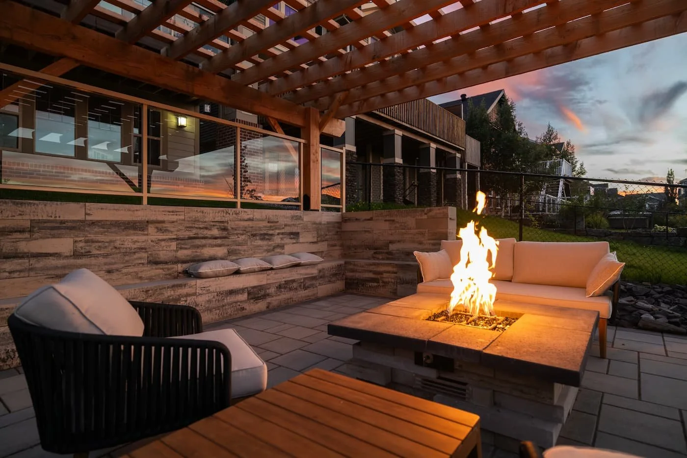 Custom Graphix fire feature to creature a warm and inviting lounge area