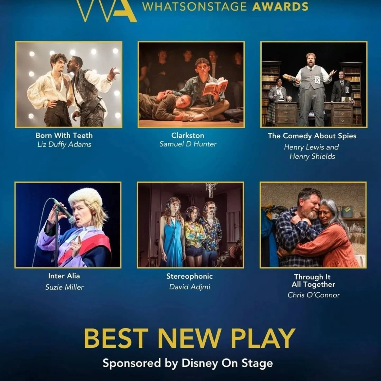 Congratulations to @suziemillerwriter, whose fantastic play Inter Alia - starring Rosamund Pike - has been nominated for the Whats On Stage Award for Best New Play! 👏🇦🇺

List of nominees: 

▪️ Liz Duffy Adams for Born With Teeth 
▪️ Samuel D Hu