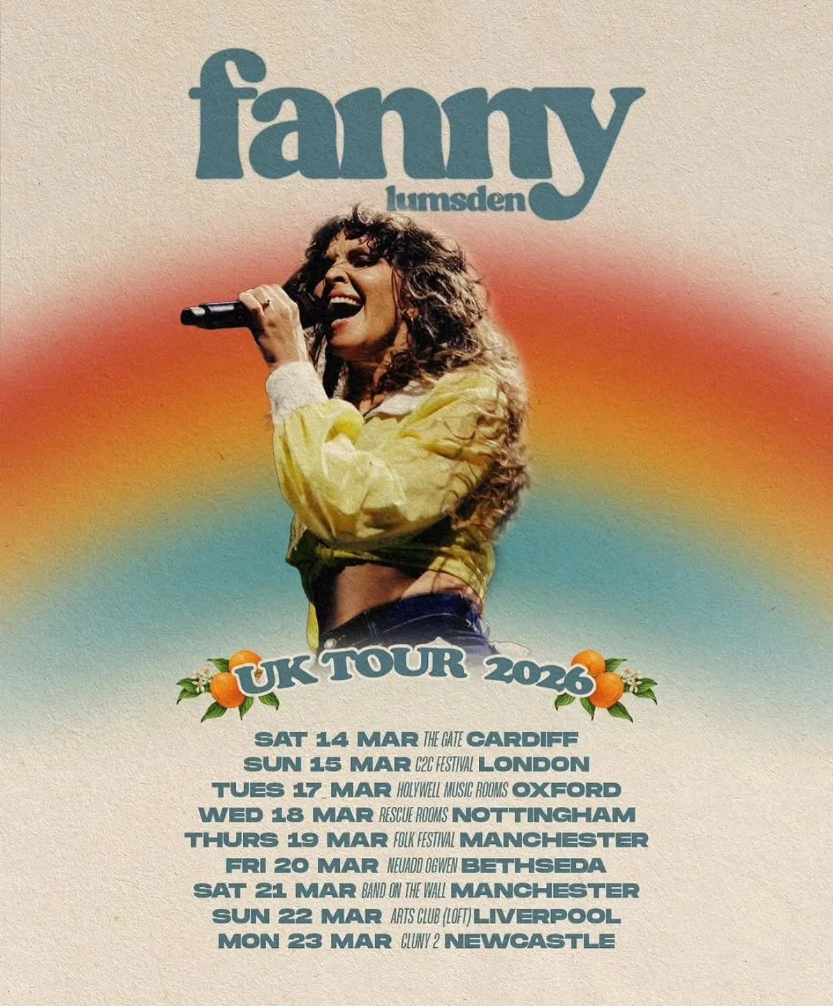 Australian country artist @fannylumsden kicks off her hotly anticipated UK tour in just TWO WEEKS! Dates and locations include: 

14/3 - Cardiff 🏴󠁧󠁢󠁷󠁬󠁳󠁿
15/3 - London C2C 🏴󠁧󠁢󠁥󠁮󠁧󠁿
17/3 - Oxford 🏴󠁧󠁢󠁥󠁮󠁧󠁿
18/3 - Nottingham 🏴󠁧󠁢󠁥󠁮