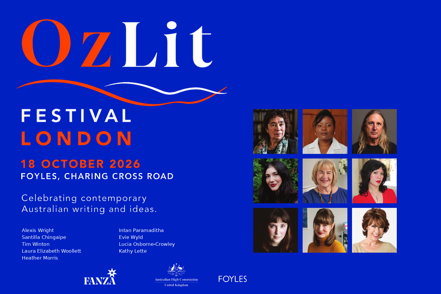 Tim Winton, Alexis Wright, Kathy Lette among nine authors confirmed for inaugural OzLit Festival
