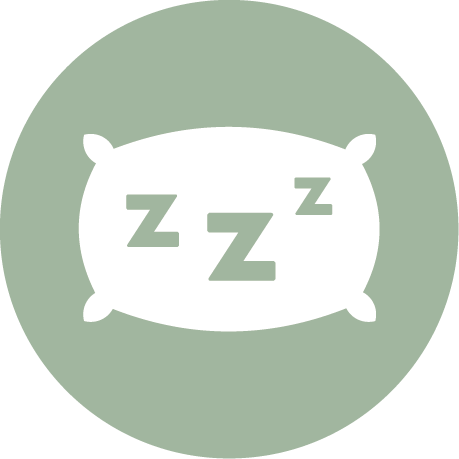 Icono de una almohada con letras Z, representando sueño o descanso.