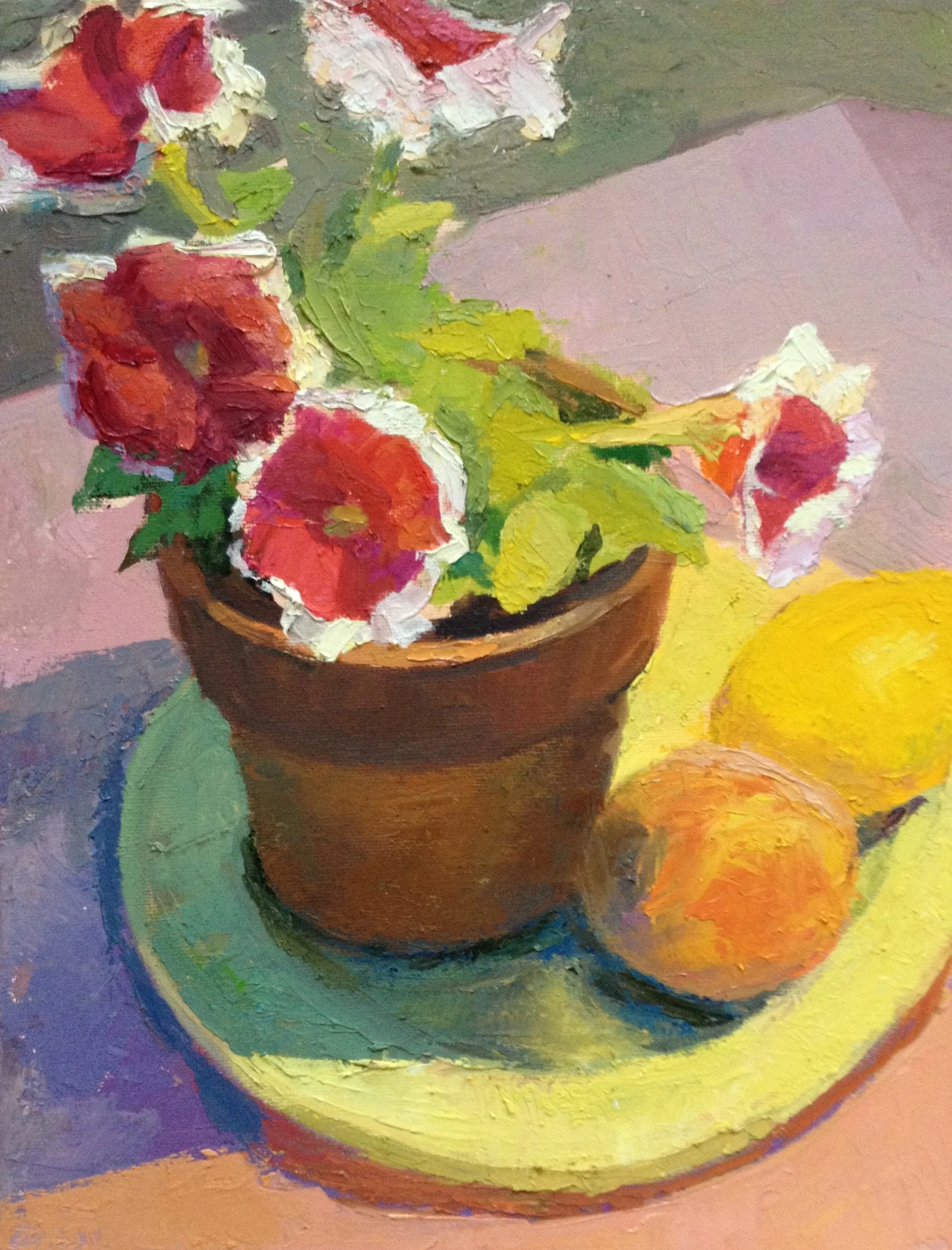 Petunias, Lemon, and Peach 