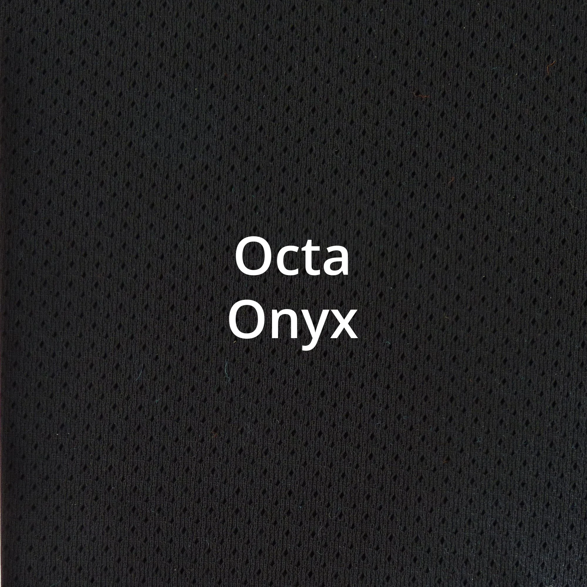 A swatch of blue green material and the words Octa Onyx in the center.