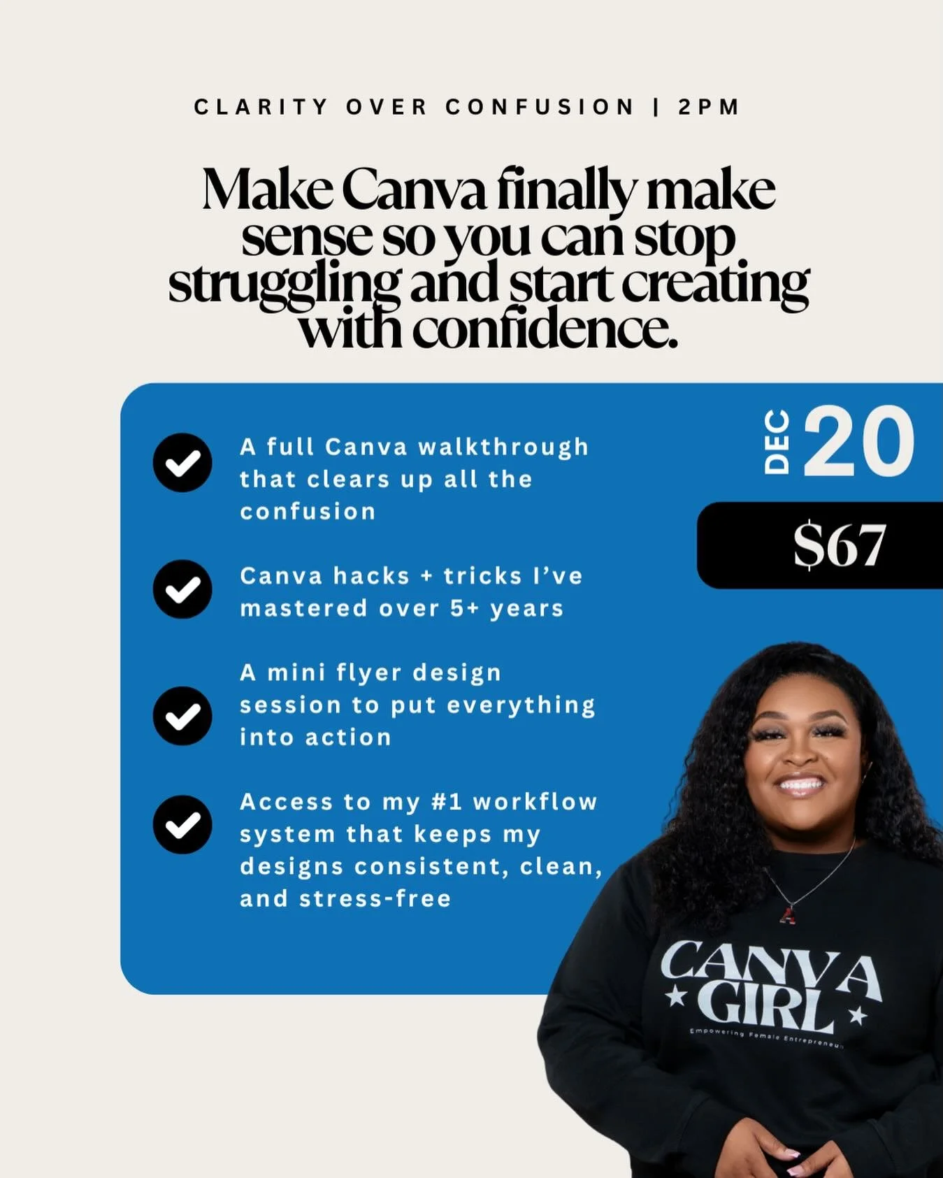 If Canva ever makes you feel confused, overwhelmed, or ready to throw your laptop&hellip; this class is literally your sign. 💙

On December 20th at 2PM EST, I&rsquo;m hosting a live Canva session where I break everything down step-by-step.
You&rsquo
