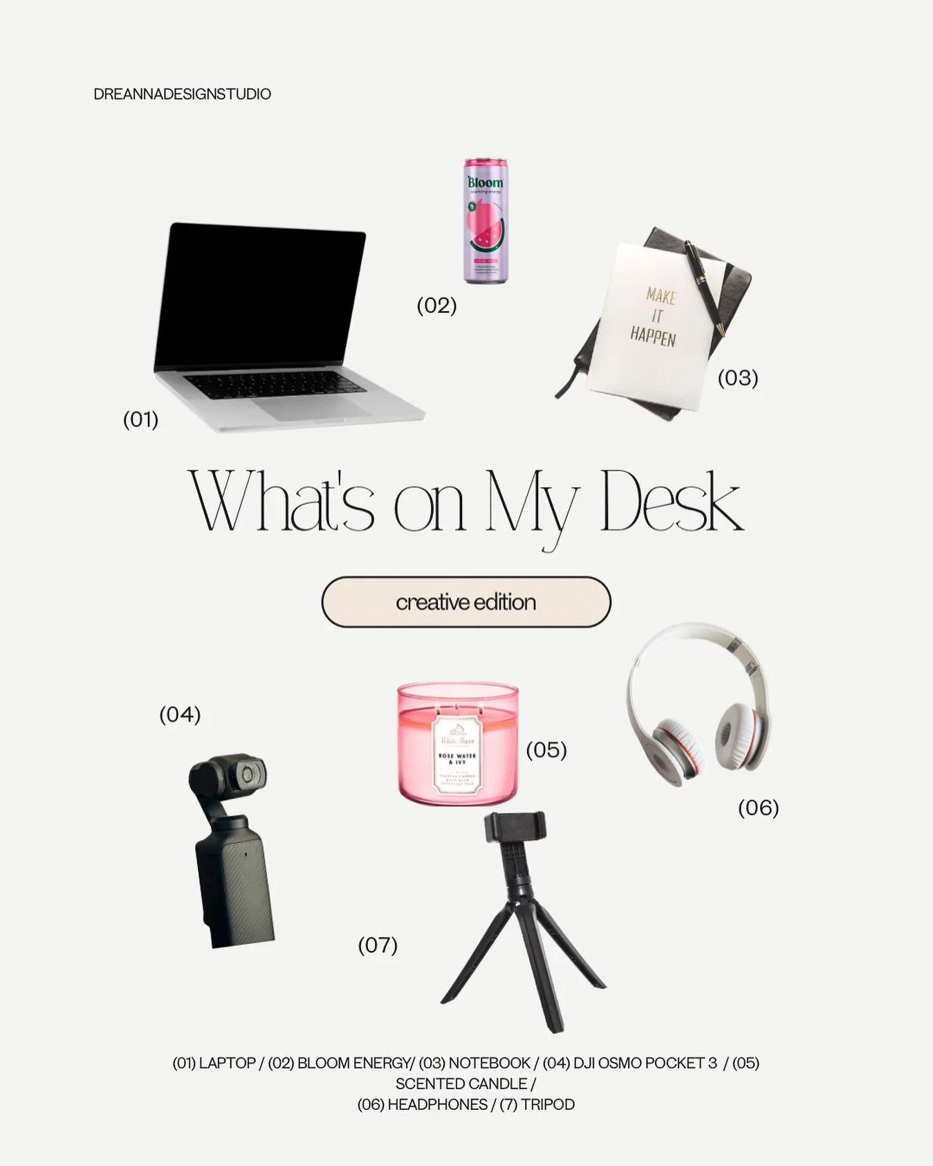 as a creative these are things you can always find on my desk ! 

Comment below one thing you have on your desk that is a MUST !