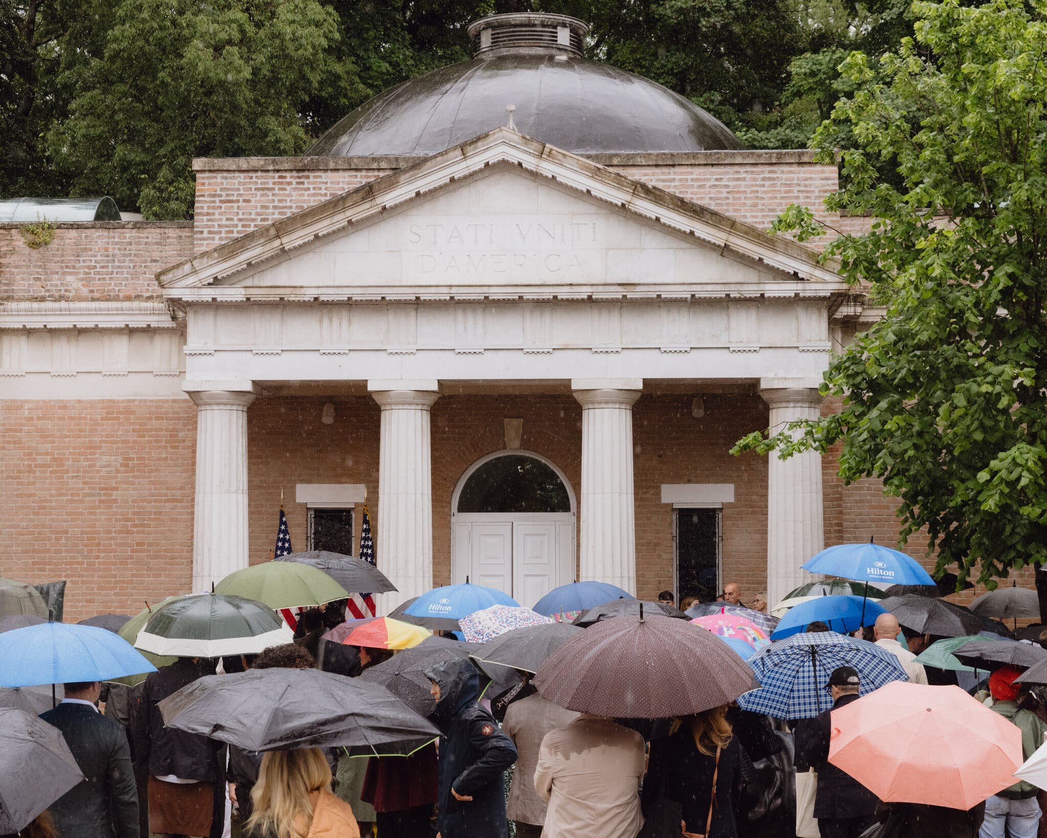 Exterior of the United States Pavilion at the 2026 Venice Biennale, presenting Alma Allen’s exhibition Call Me the Breeze.