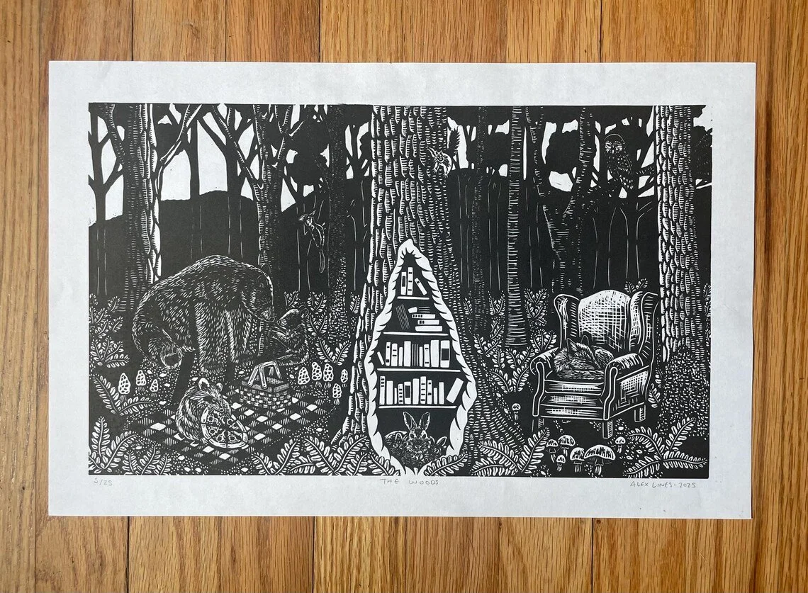 The Woods- Linocut Print