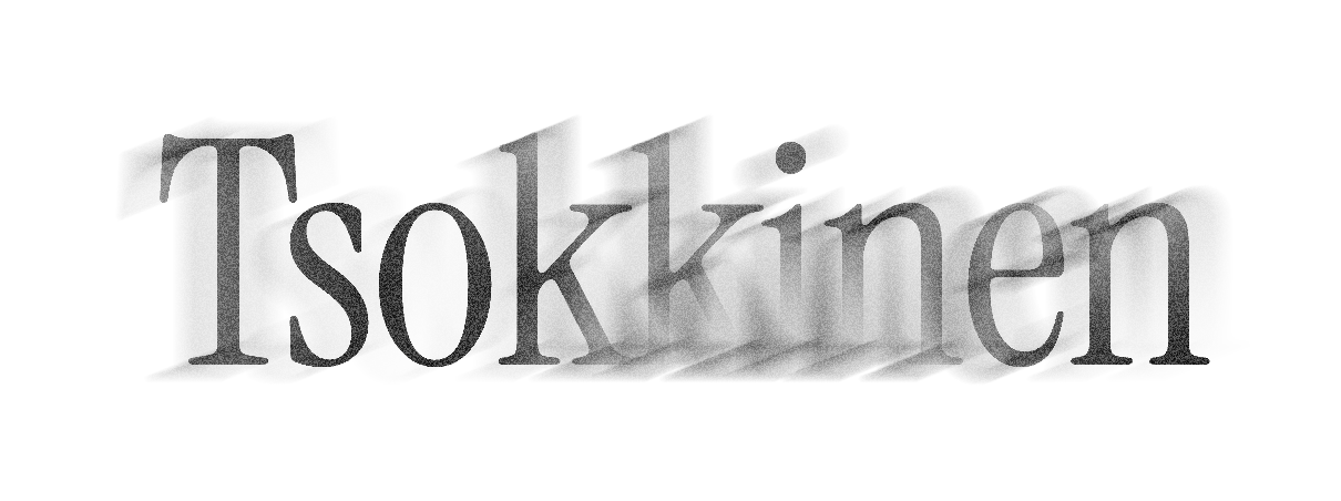Black text on a white background saying 'Tsokkinen' in a stylized cursive font