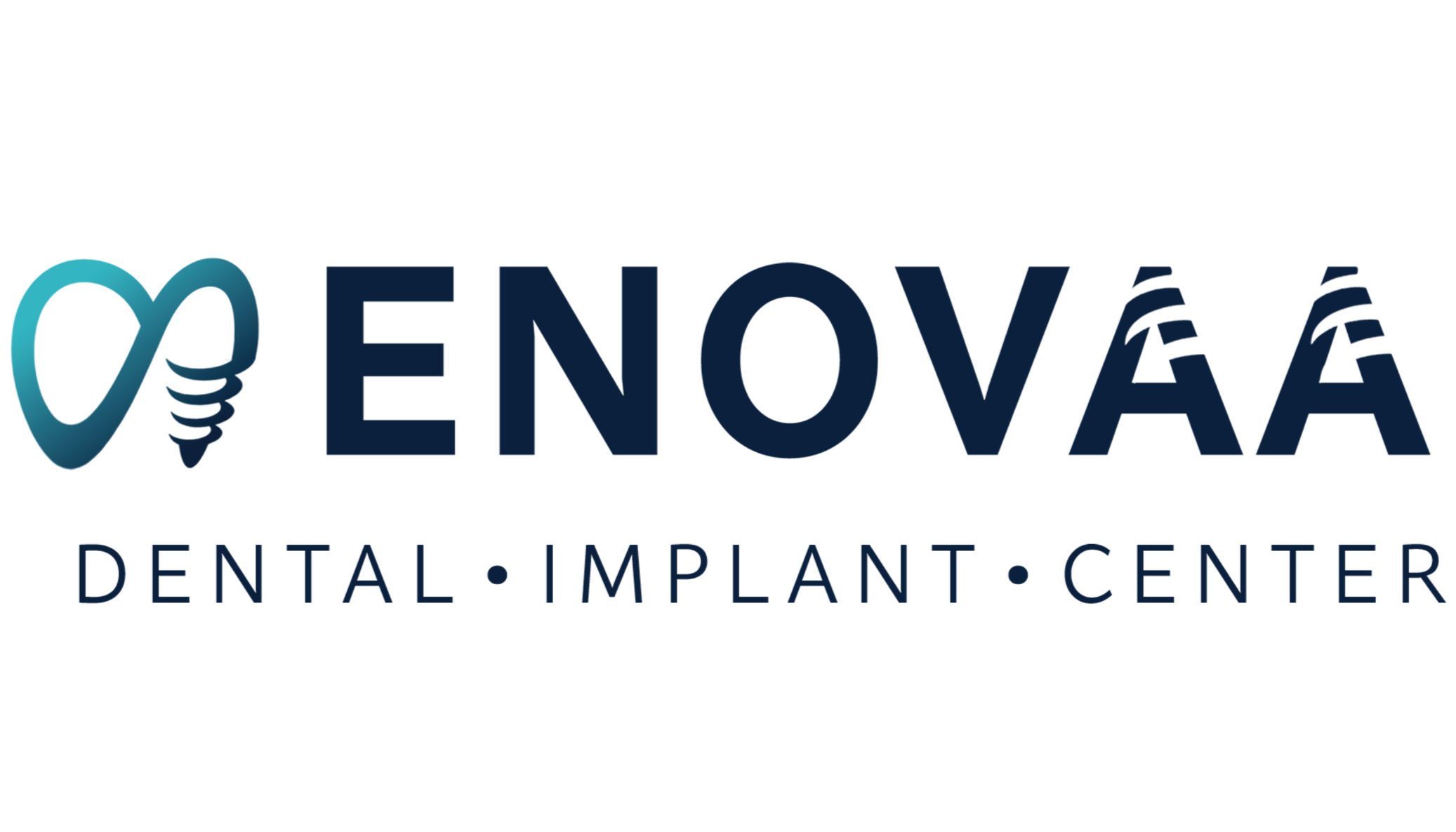 Logo of Enovaa Dental Implant Center featuring a stylized dental implant and the company name. Zirconia dental implants, Zirconia teeth.  Salt Lake City, Utah. Best dental implants in Utah. Dental Implants in Salt Lake City.