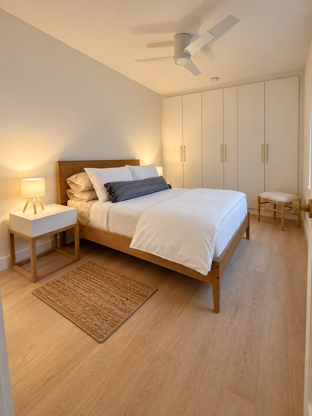 Polished bedroom interior with white bedding.png