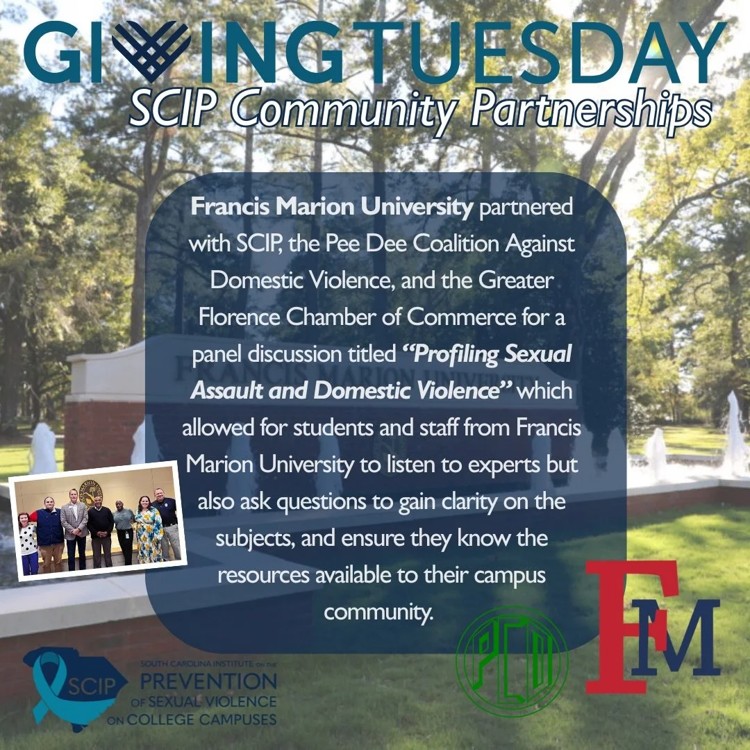 On #GivingTuesday2025, we are celebrating  Francis Marion University, where our prevention tools and programs have helped FMU students and staff create safe, informed communities in the Florence area. 

 
- Support the effort that keeps college stude