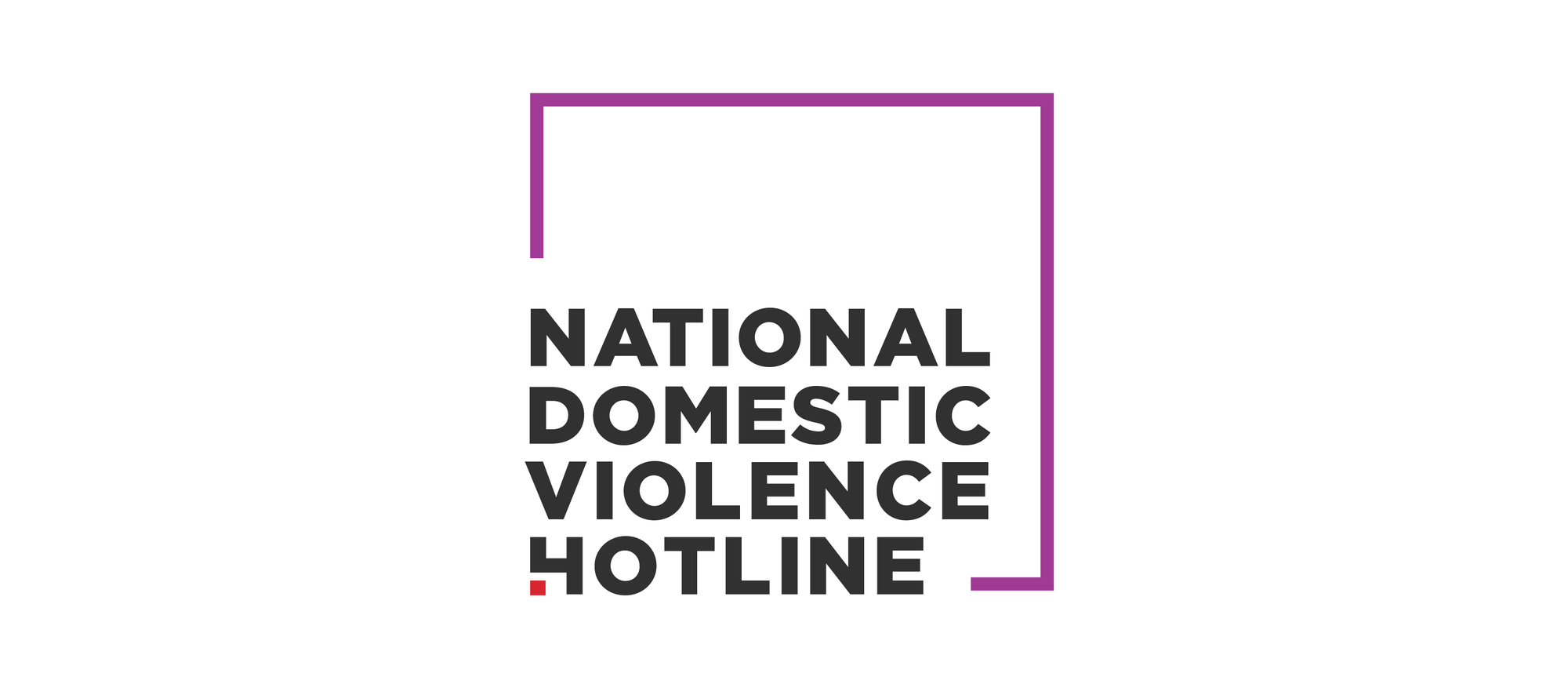 Logo for National Domestic Violence Hotline featuring black text and purple border.