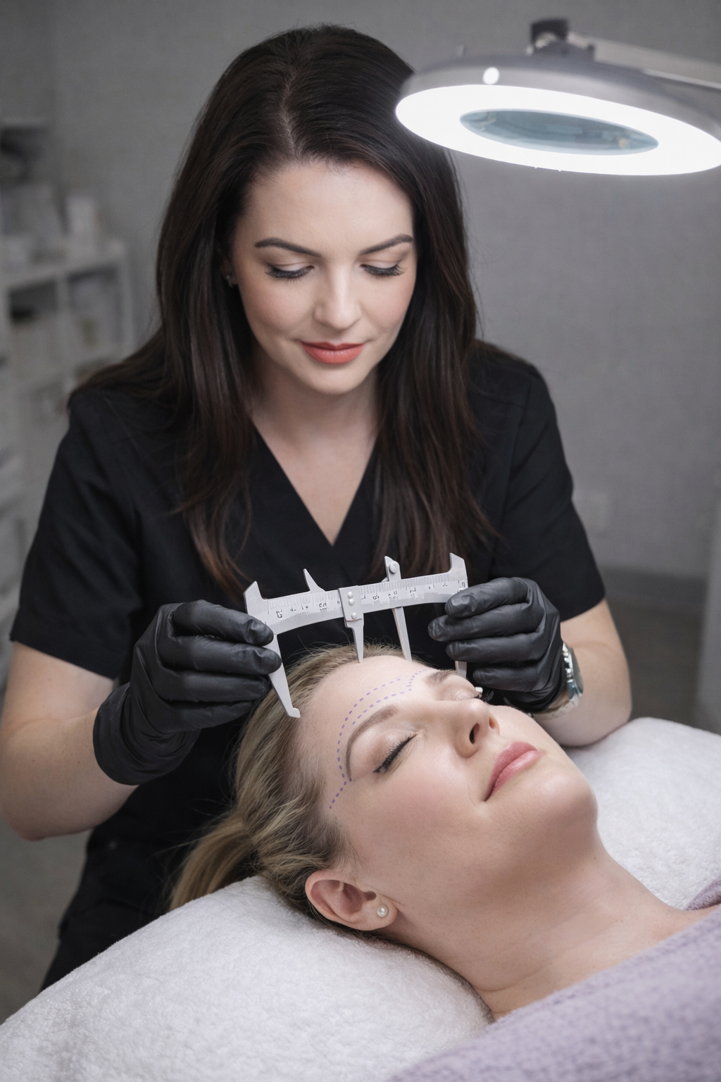 Permanent eyebrow tattoo service at Calla Ink & Aesthetics in Lakewood Ranch creating soft, natural brows