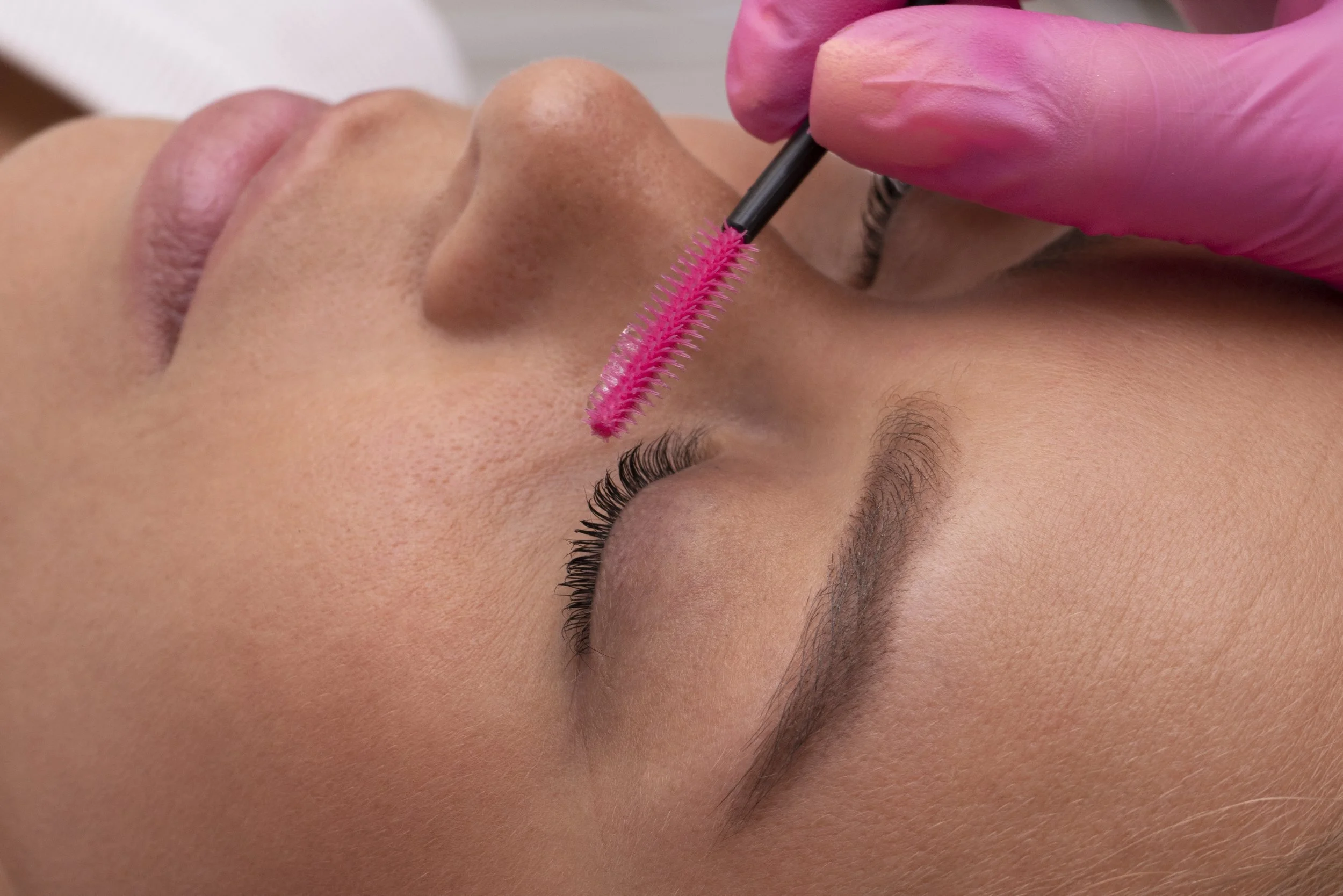 Enhanced lashes with professional lift and tint treatment
