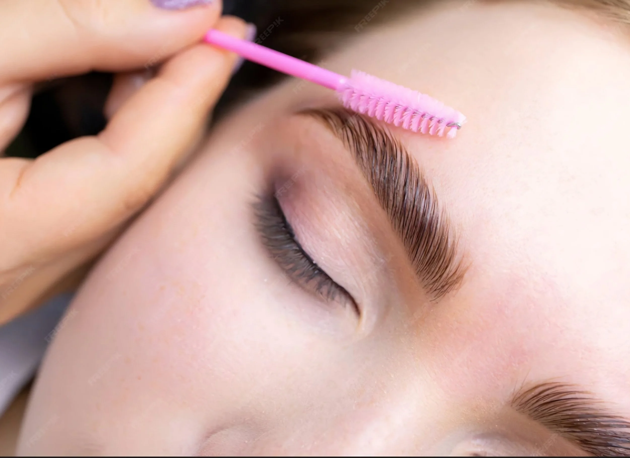 Eyebrow shaping treatment creating balanced defined brows