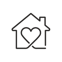 Outline of a house with a heart inside