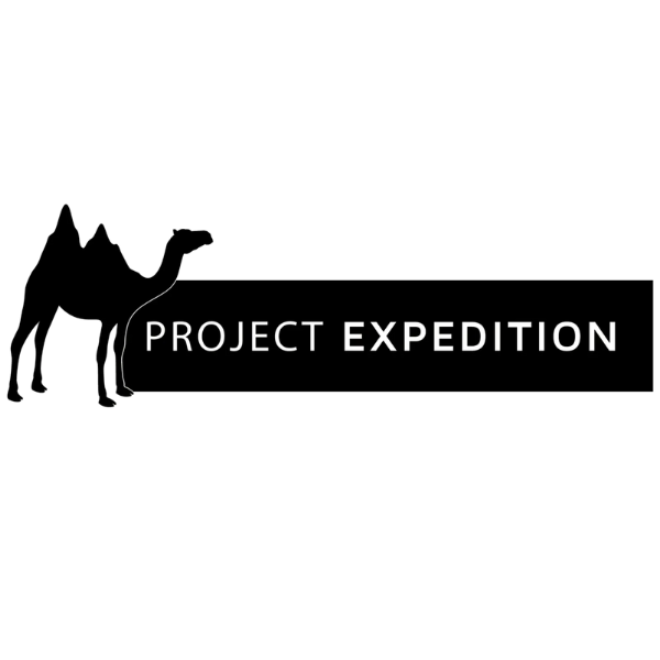 Silhouette of a camel with the text 'PROJECT EXPEDITION' on a black background.
