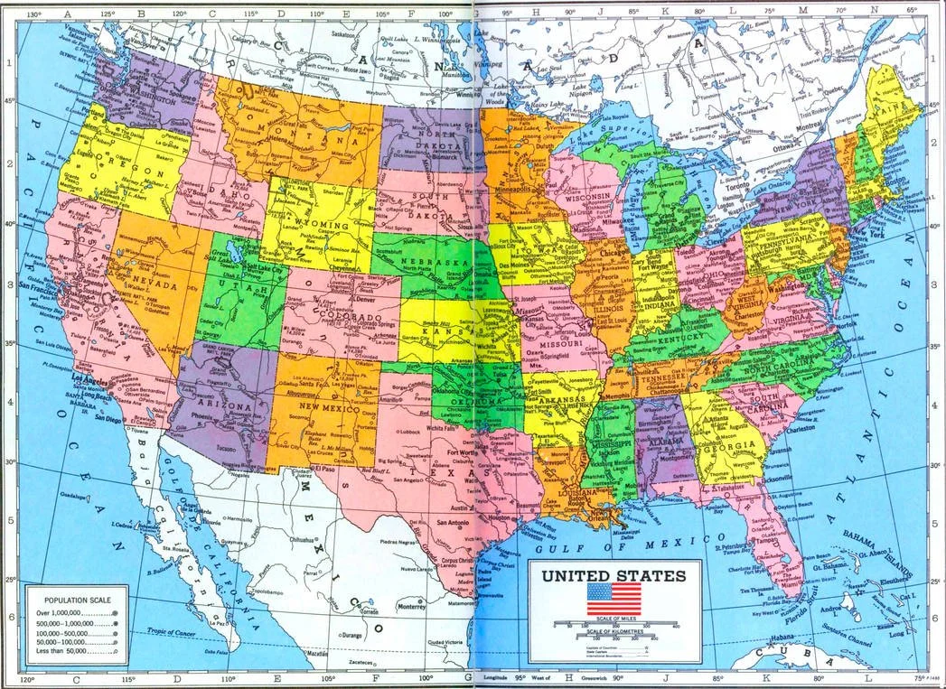 Map of US 1950