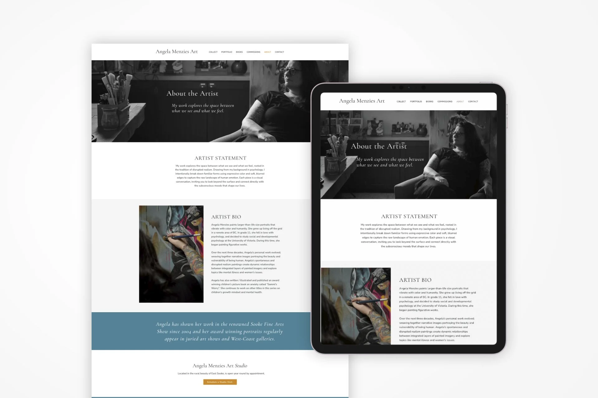 Angela Menzies Art Website Redesign by Anna Mar Design